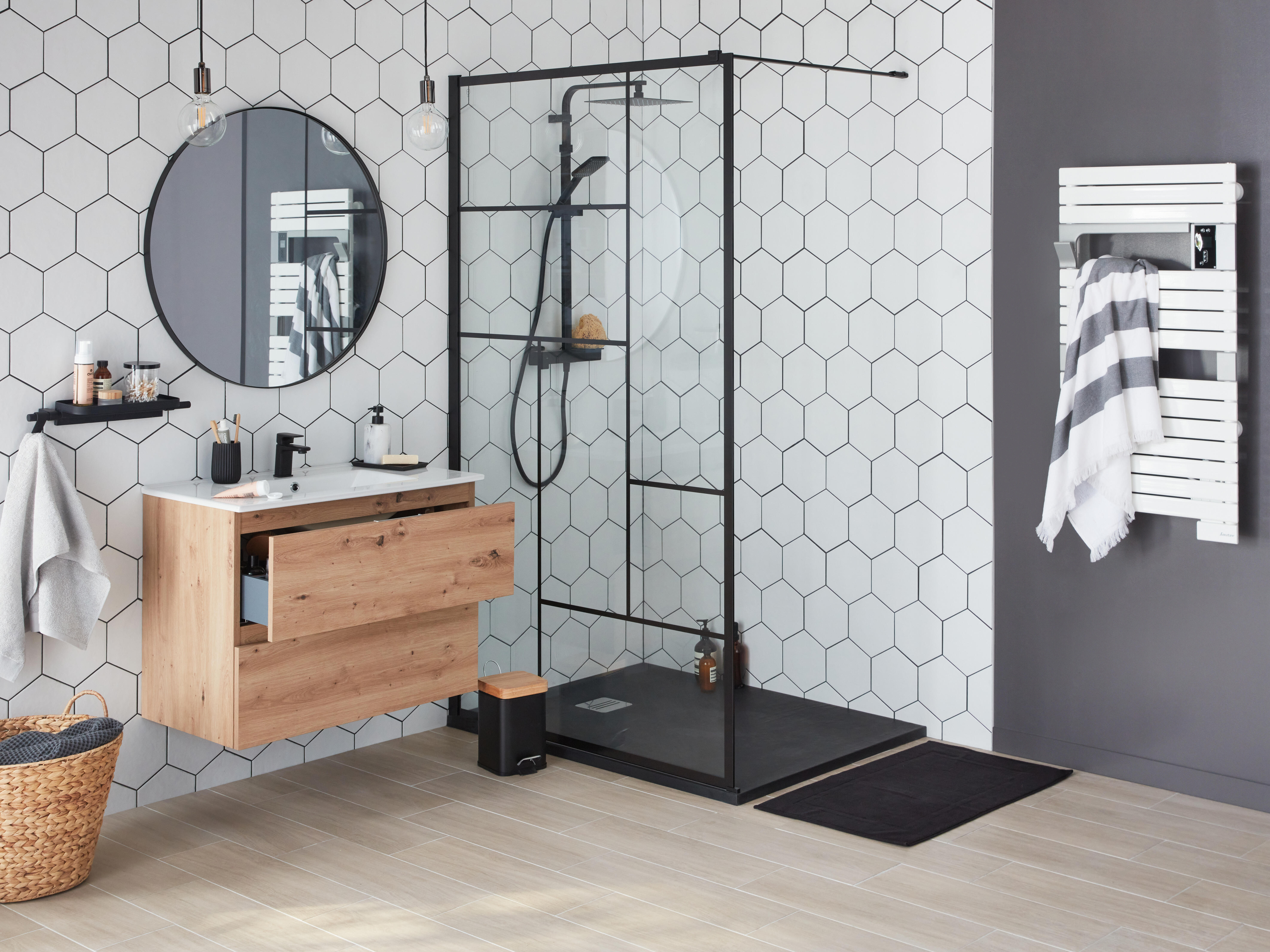 Plan simple vasque centrée Max céramique blanc Brillant l.81 x P.46 cm - 2