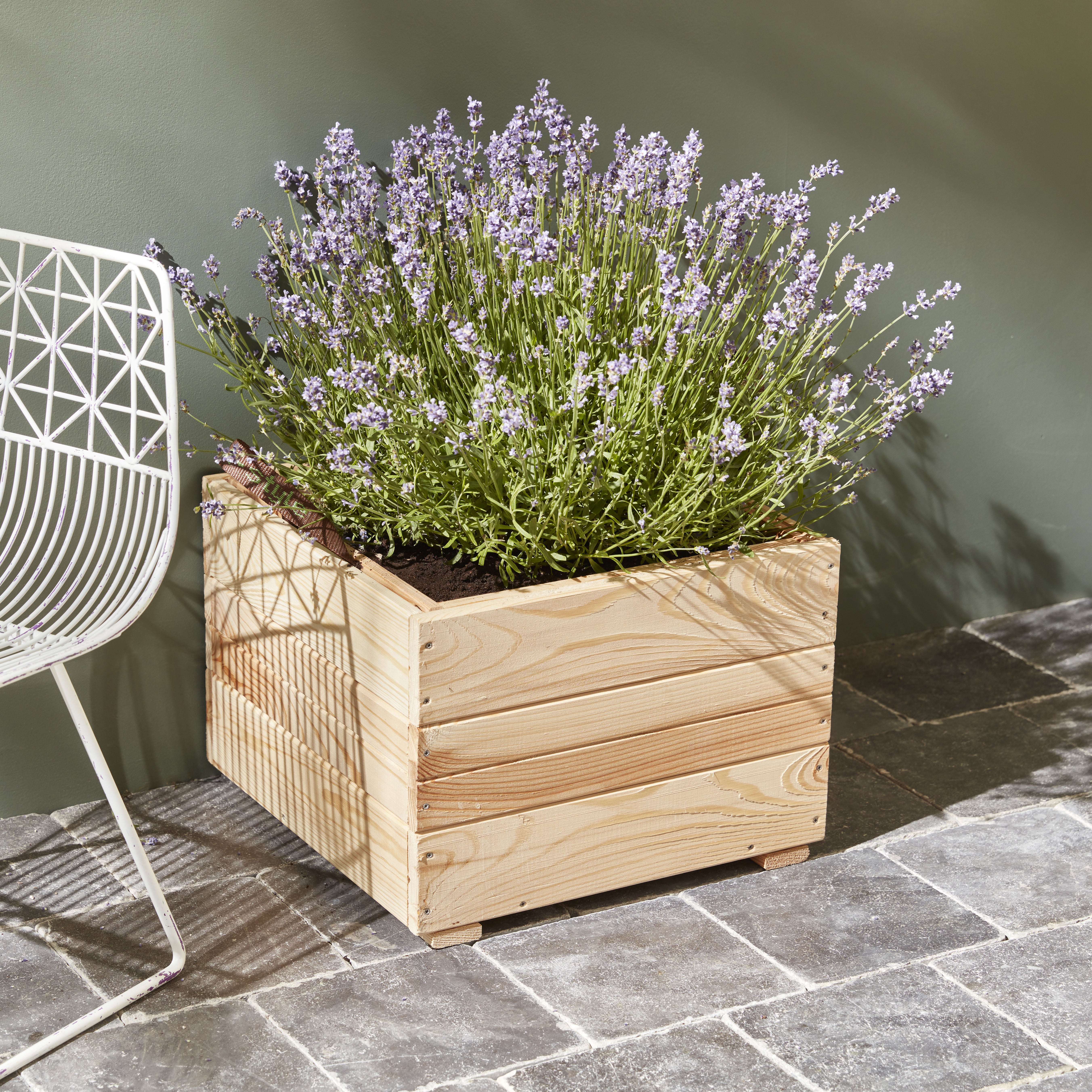 Jardinera de madera meleze 40 beige 40x40 cm
