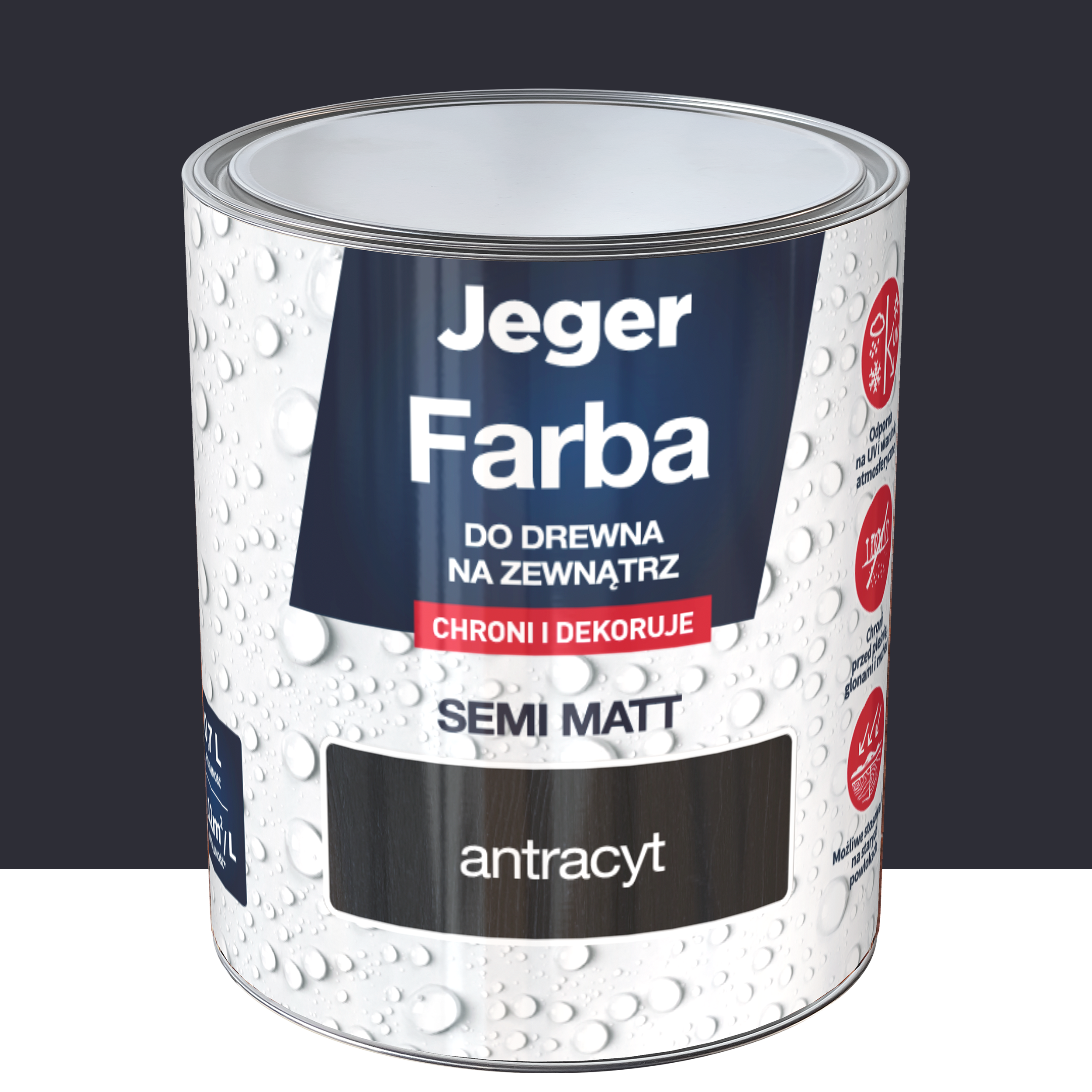 Farba do drewna na zewnątrz 0.7 l antracyt półmat Jeger