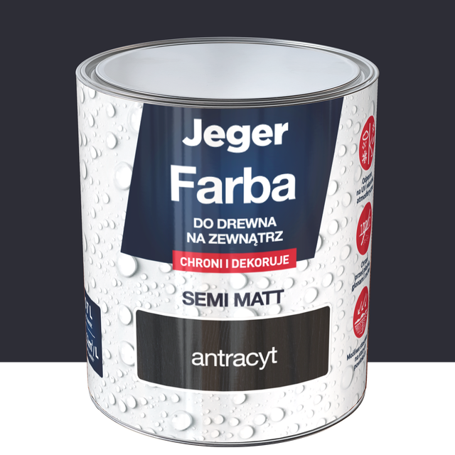 Farba do drewna na zewnątrz 0.7 l antracyt półmat Jeger