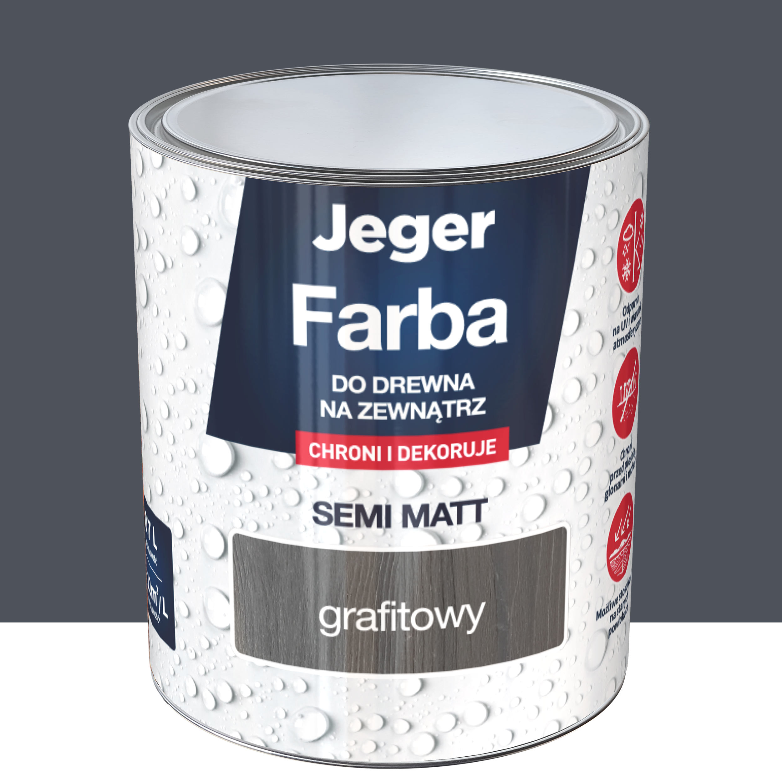 Farba do drewna na zewnątrz 0.7 l grafitowy półmat Jeger