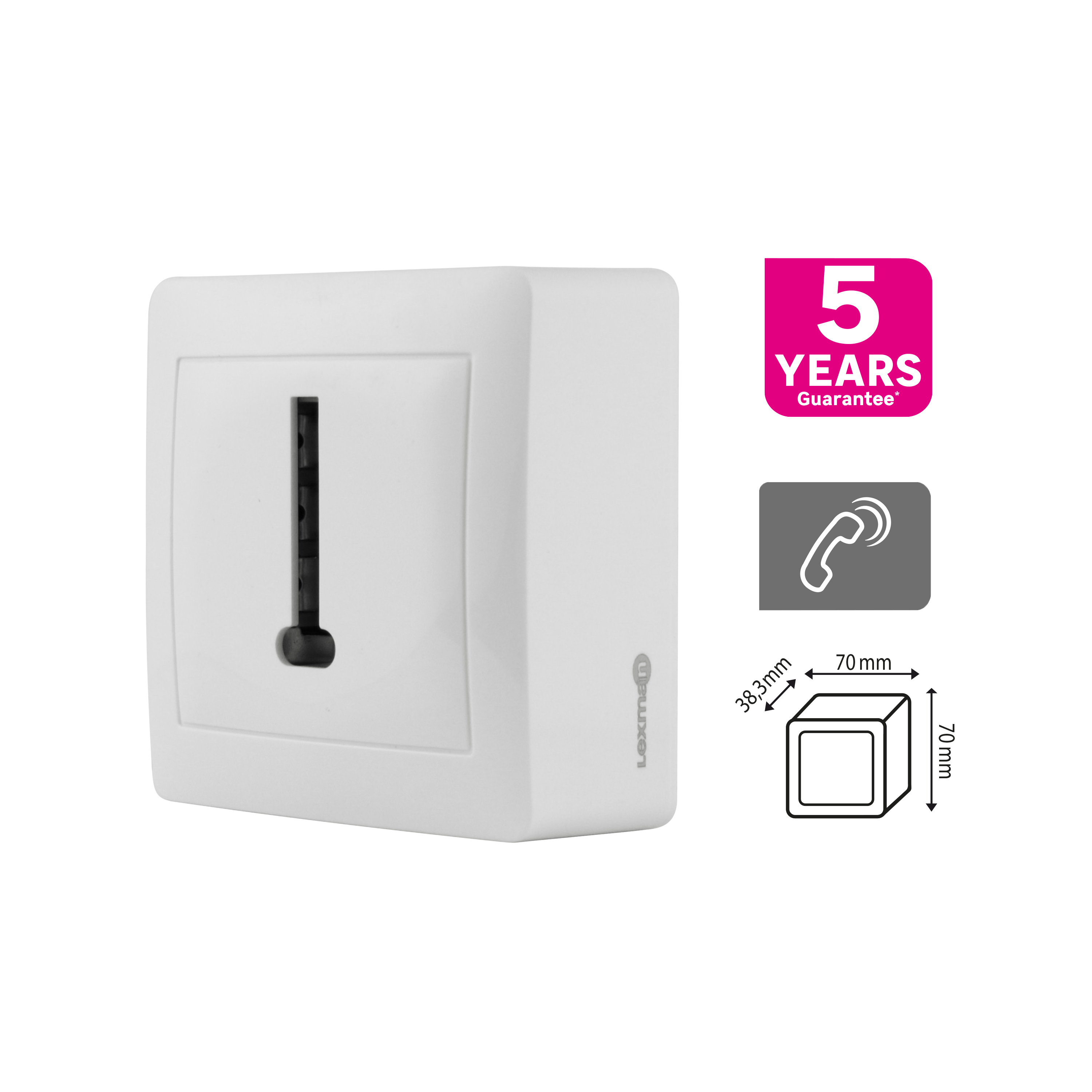 Prise téléphone saillie complet Surface, LEXMAN blanc - 3