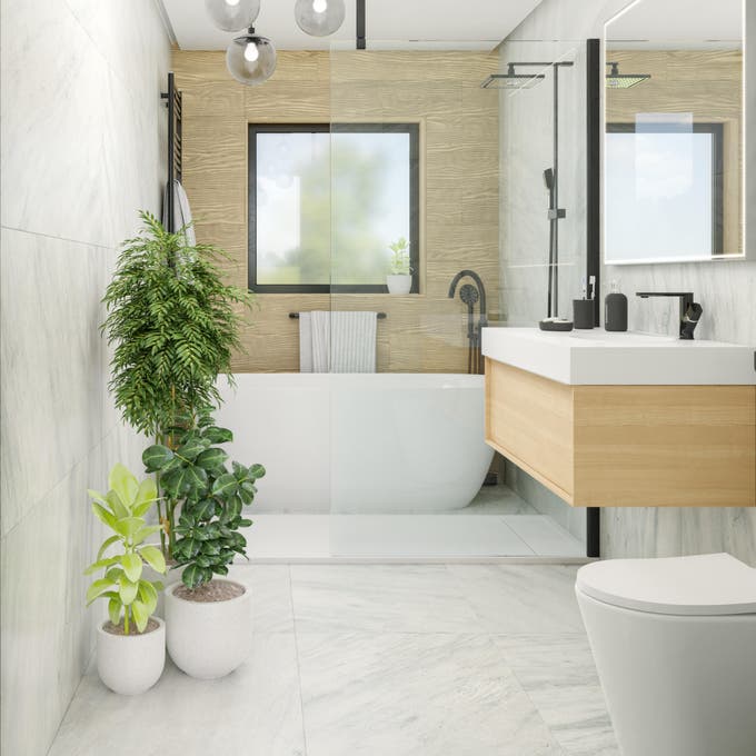 Baño con plantas. 