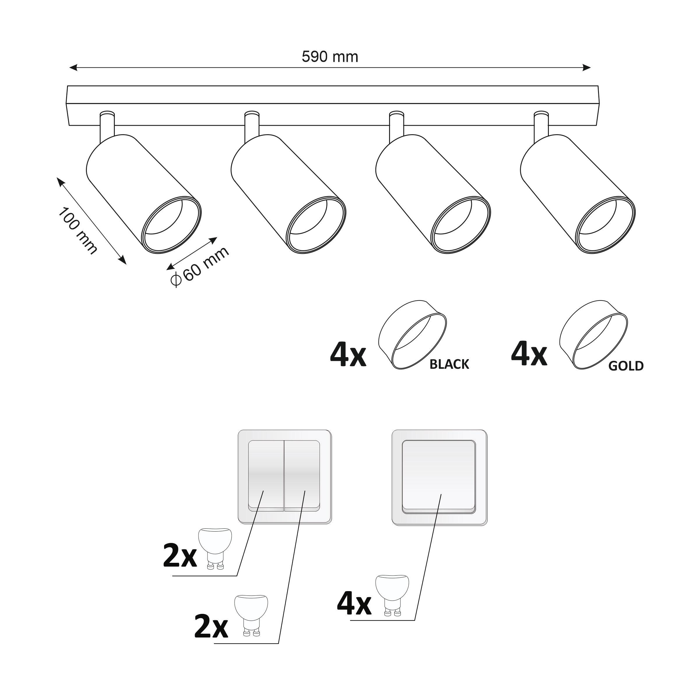 Listwa reflektorowa Maribel czarna 4 x GU10 Goldlux - 3