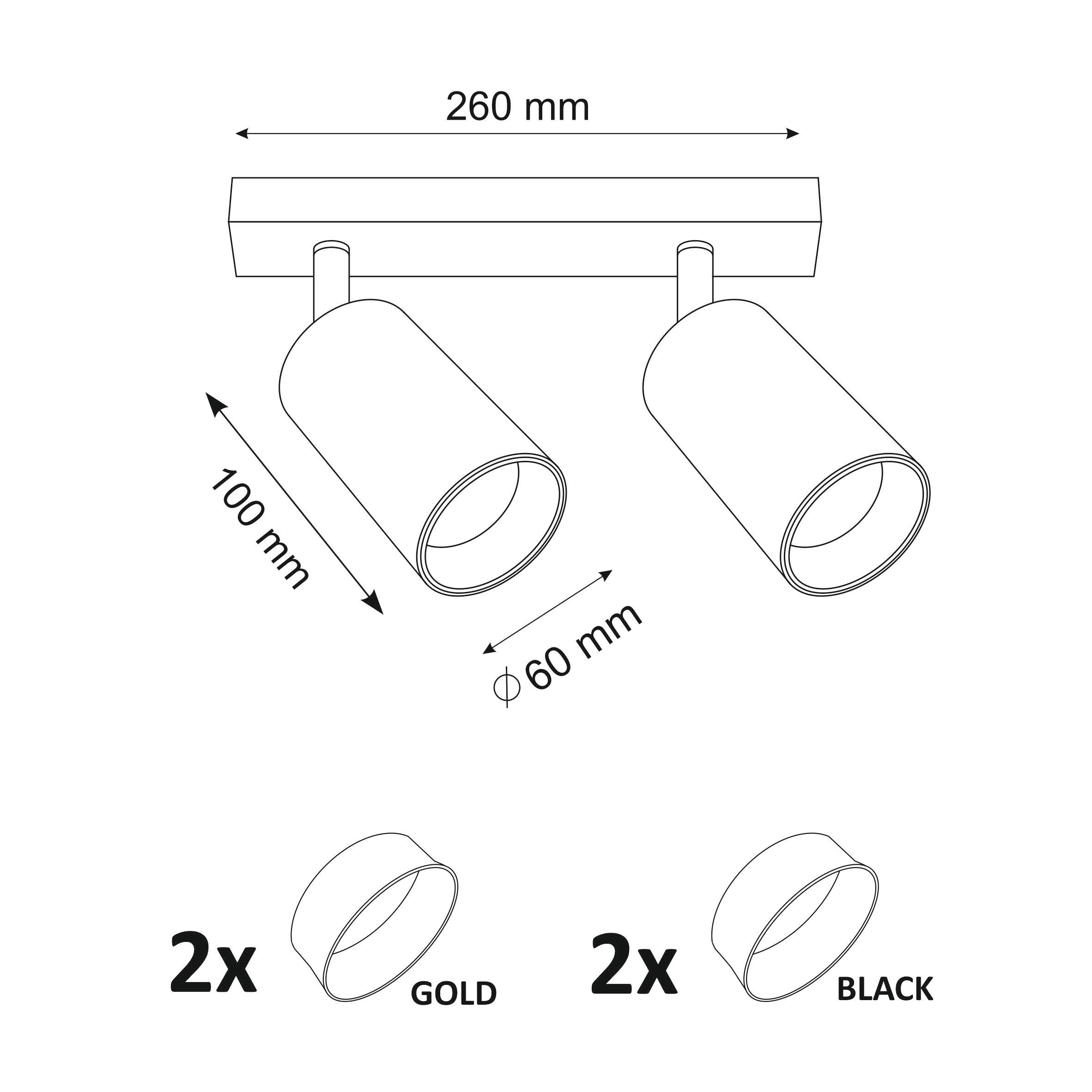 Listwa reflektorowa Maribel biało-złota 2 x GU10 Goldlux - 3