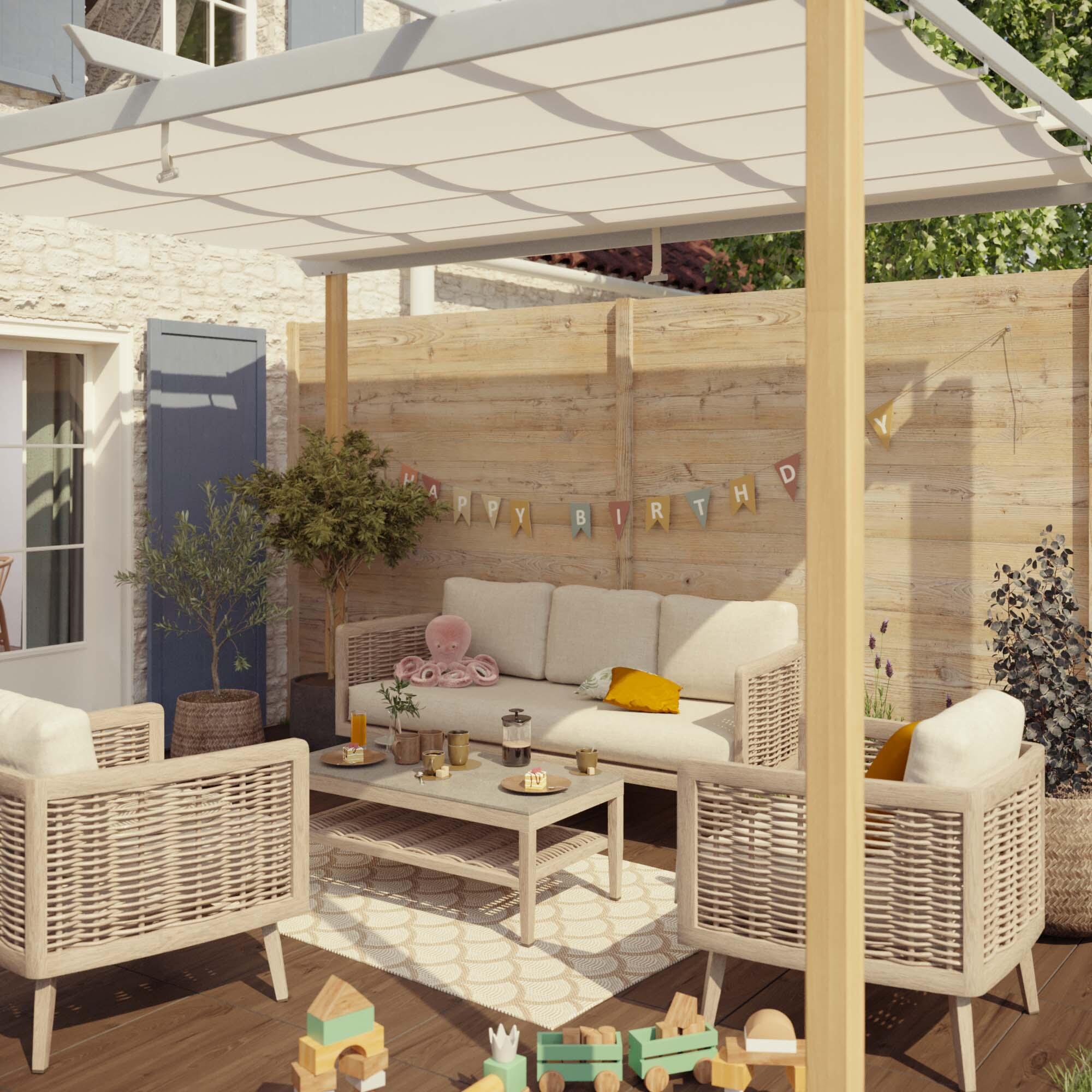Pérgola de aluminio con cubierta NATERIAL Omega  de 400 x 285 cm beige - 10