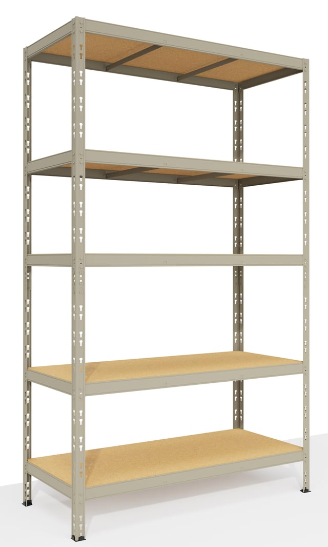 Scaffale in kit 5 ripiani L 119 x P 49 x H 200 cm grigio, portata per ripiano 300 kg