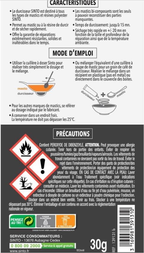Durcisseur bi-composant SintoMatériaux SINTO, 30G - 6