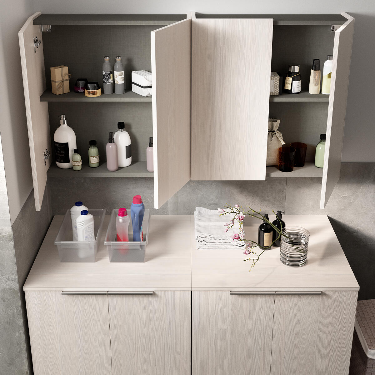Pensile bagno Jnka legno larice bianco in truciolare SENSEA, 2 ante apertura da destra e sinistra P 20 x L 70 x H 75 cm - 4