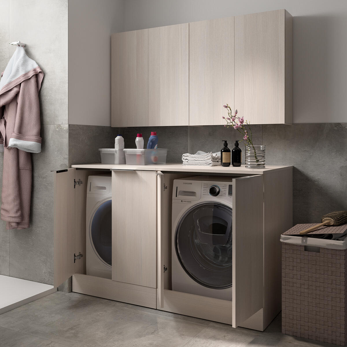 Pensile bagno Jnka legno larice bianco in truciolare SENSEA, 2 ante apertura da destra e sinistra P 20 x L 70 x H 75 cm - 3