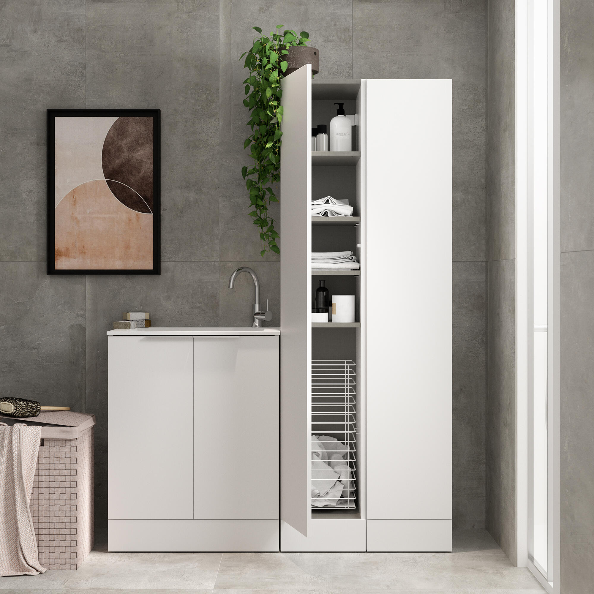 Mobile lavanderia Jnka 2 ante in truciolare bianco lucido P 45 x L 70 x H 89 cm - 8