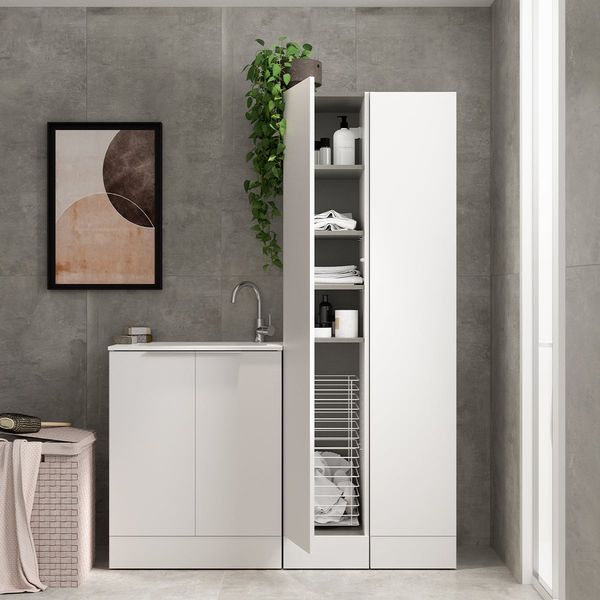 Mobile lavanderia Jnka 2 ante in truciolare bianco opaco P 45 x L 70 x H 89 cm - 6