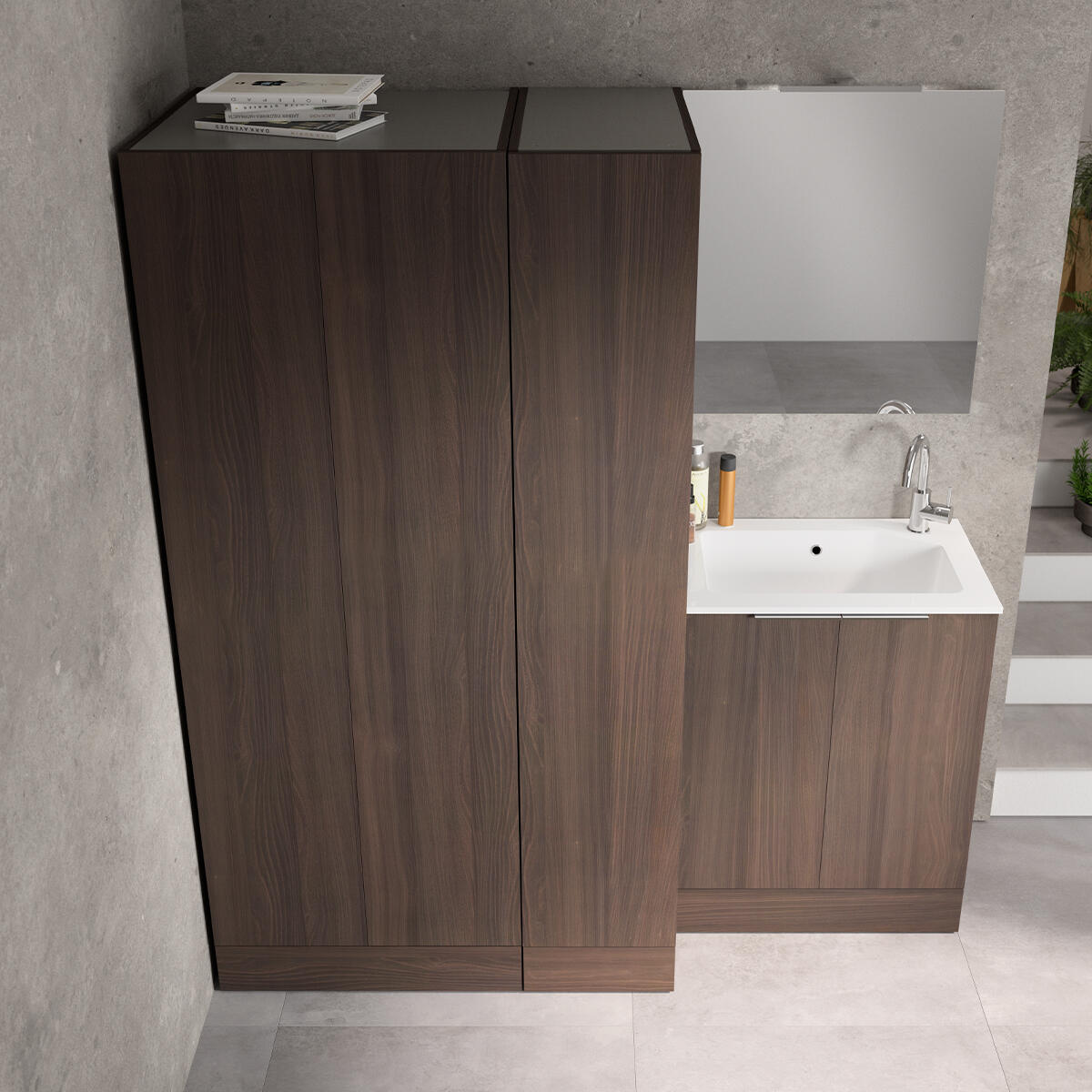 Mobile lavanderia Jnka 2 ante in truciolare legno noce P 45 x L 70 x H 89 cm - 9