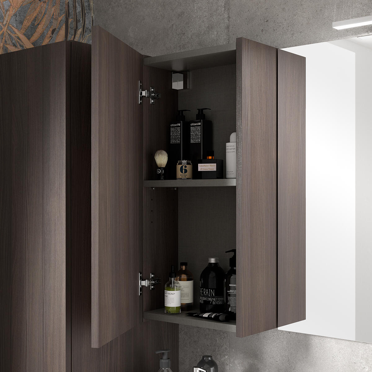 Pensile bagno Jnka legno noce in truciolare SENSEA, 1 anta apertura da destra e sinistra P 20 x L 35 x H 75 cm - 3