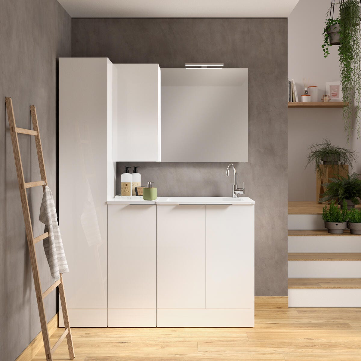 Mobile lavanderia Jnka 2 ante in truciolare bianco opaco P 45 x L 70 x ...