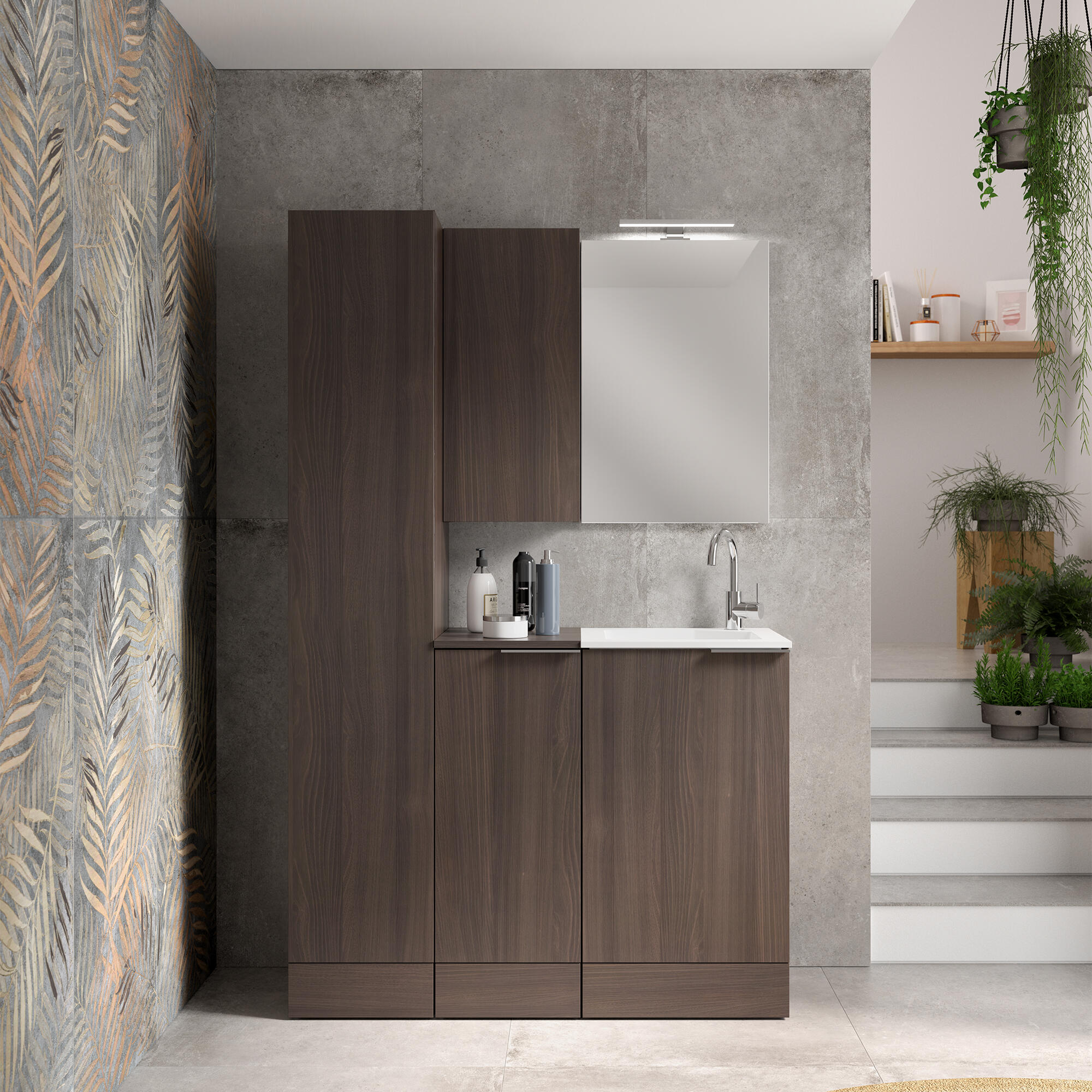 Colonna per mobile bagno Jnka SENSEA 1 anta P 45 x L 35 x H 194 cm legno noce truciolare - 2