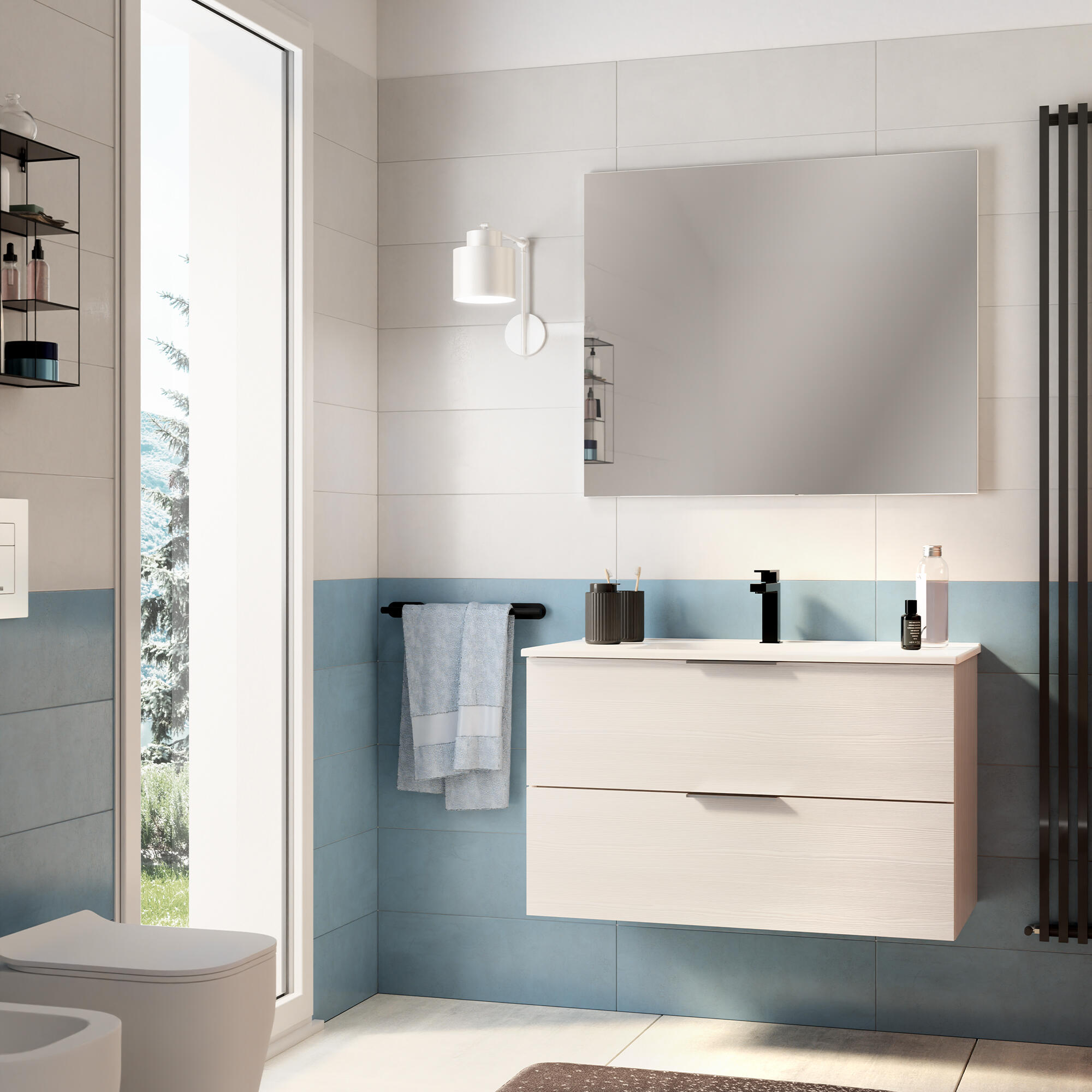 Mobile da bagno sospeso sotto lavabo L 90 x H 55 x P 45 cm bianco, 2 cassetti SENSEA Jnka - 2