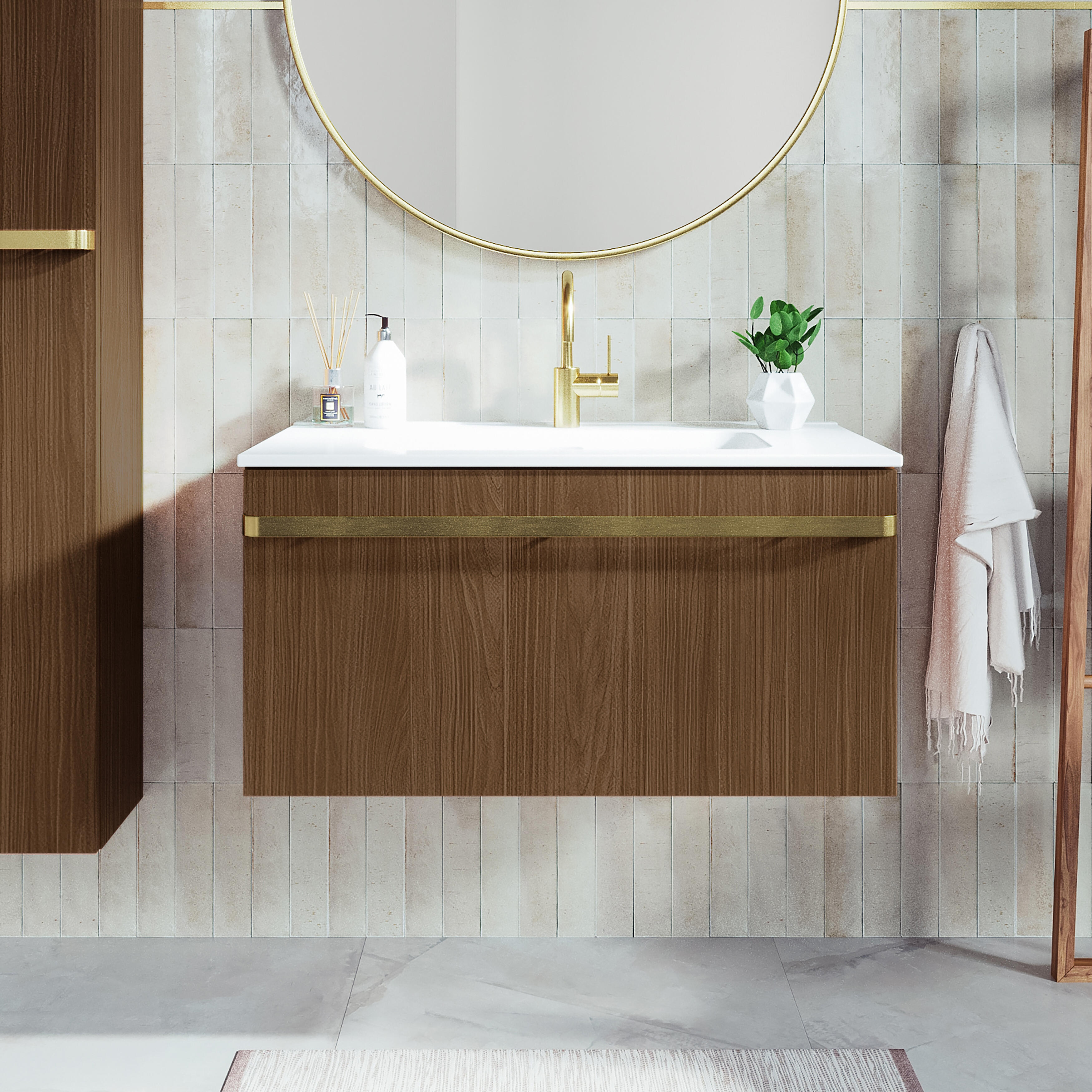 Mueble de baño Loa nogal 80x46 cm (lavabo no incluido) - 3