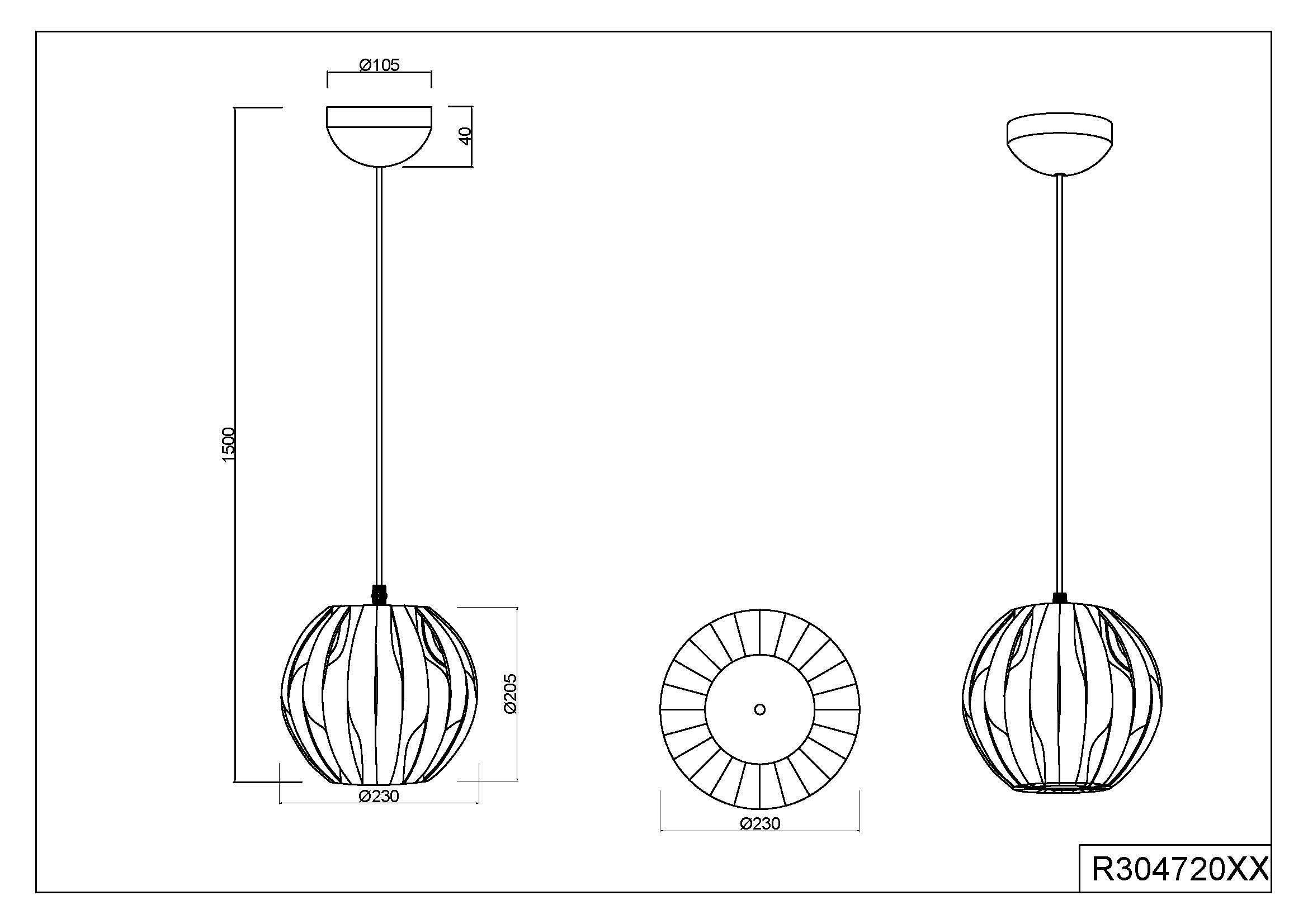 Lámpara de techo colgante acrílico blanca 30 cm Pumpkin REALITY 1 luz E27. Altura máxima 150 cm - 6