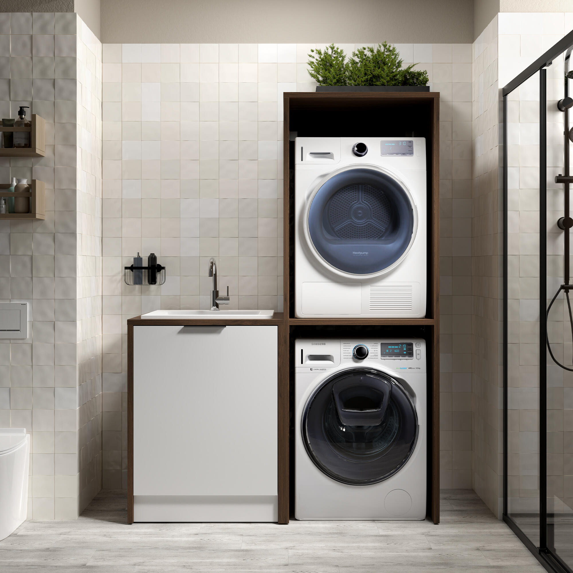 Mobile da bagno da fissare sotto lavabo L 70 x H 92 x P 66 cm noce SENSEA Jnka - 3