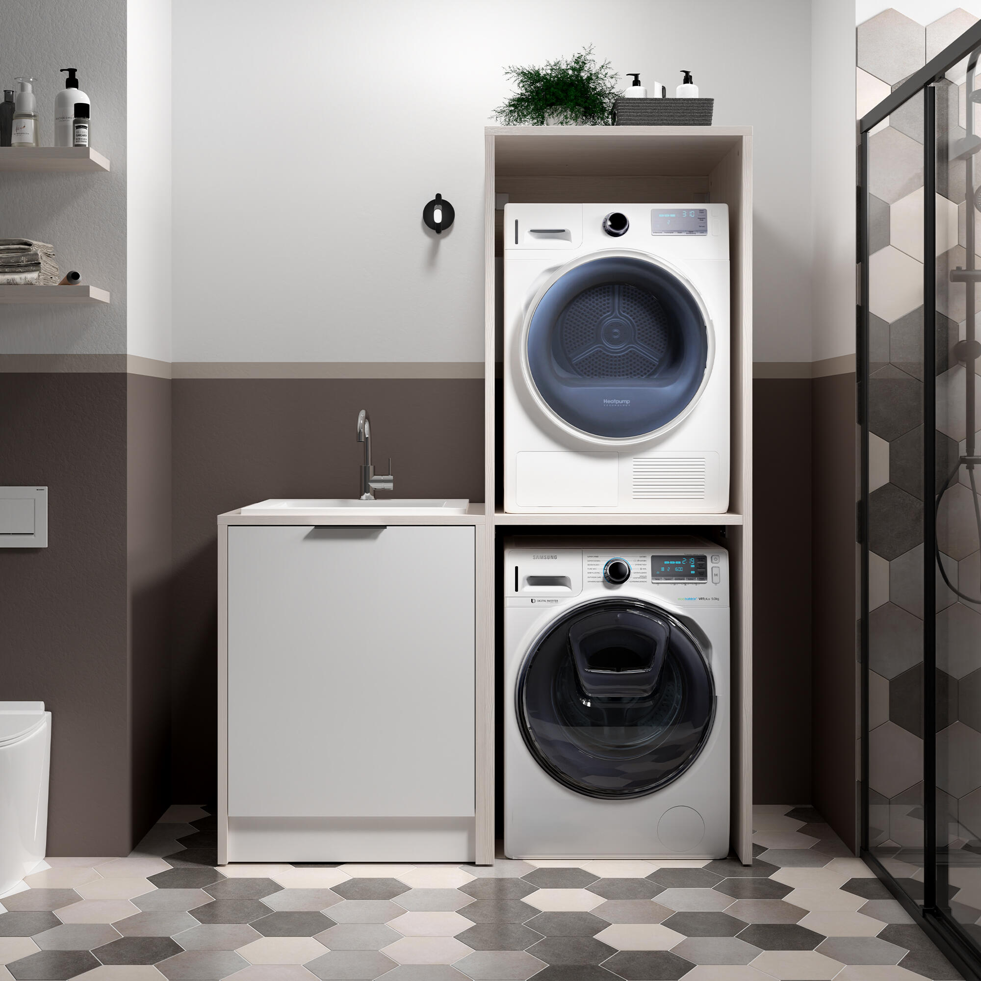 Anta per mobile lavanderia bianco lucido SENSEA L 65 x H 88 x Sp 66 cm - 2