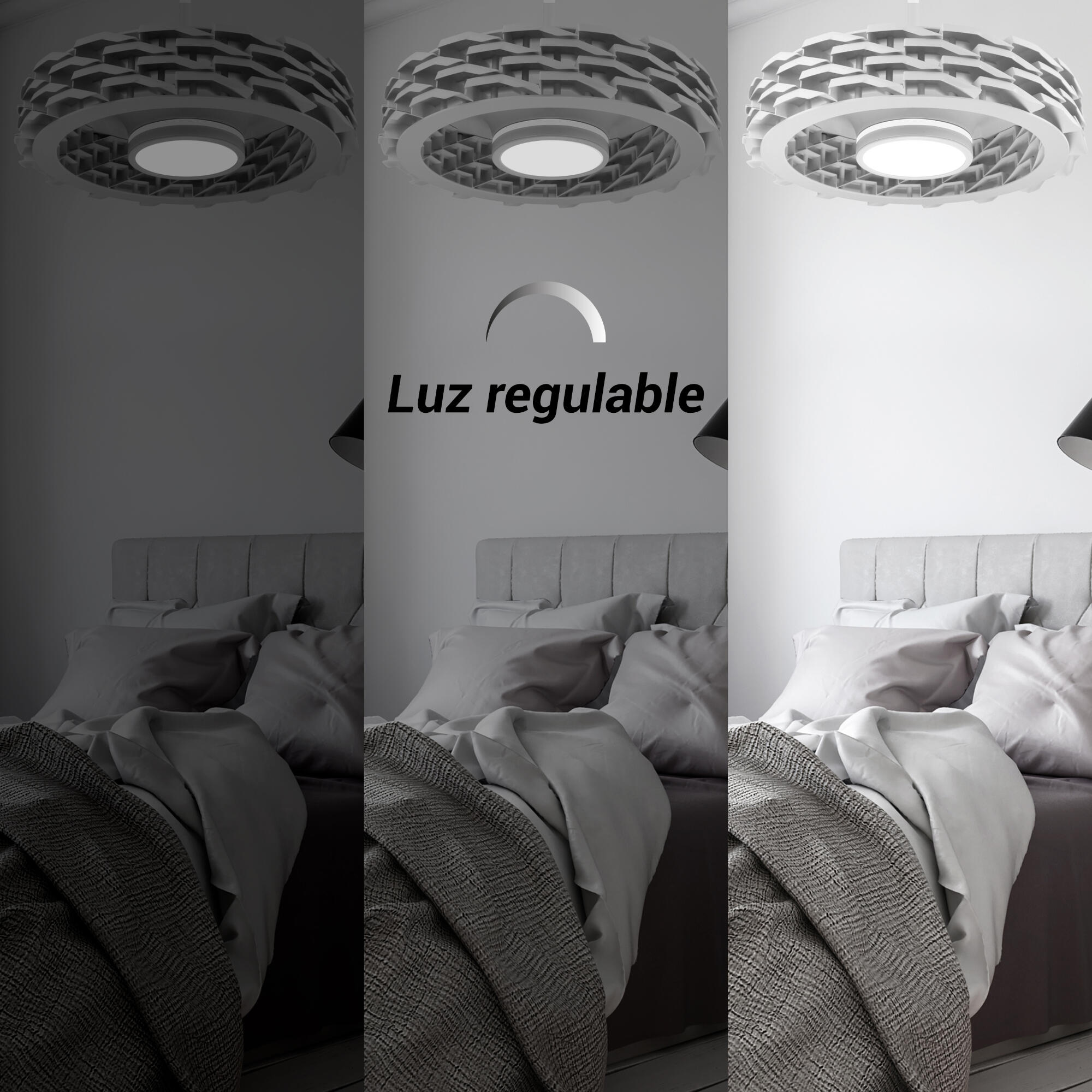 Ventilador de techo con luz silencioso DC 58W con mando ø73 cm Rubik SULION blanco luz CCT 0 aspas retráctiles tipo lámpara| 6 velocidades| autorregulable| recomendado de 20 a 40m² - 11