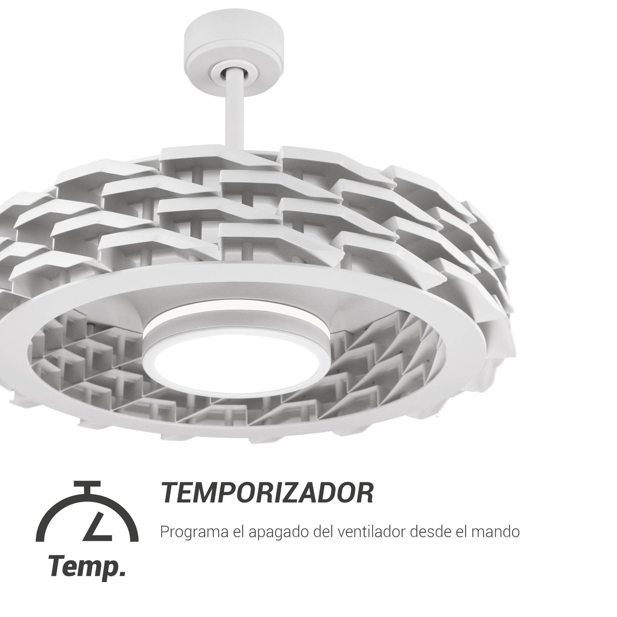 Ventilador de techo con luz silencioso DC 58W con mando ø73 cm Rubik SULION blanco luz CCT 0 aspas retráctiles tipo lámpara| 6 velocidades| autorregulable| recomendado de 20 a 40m² - 8