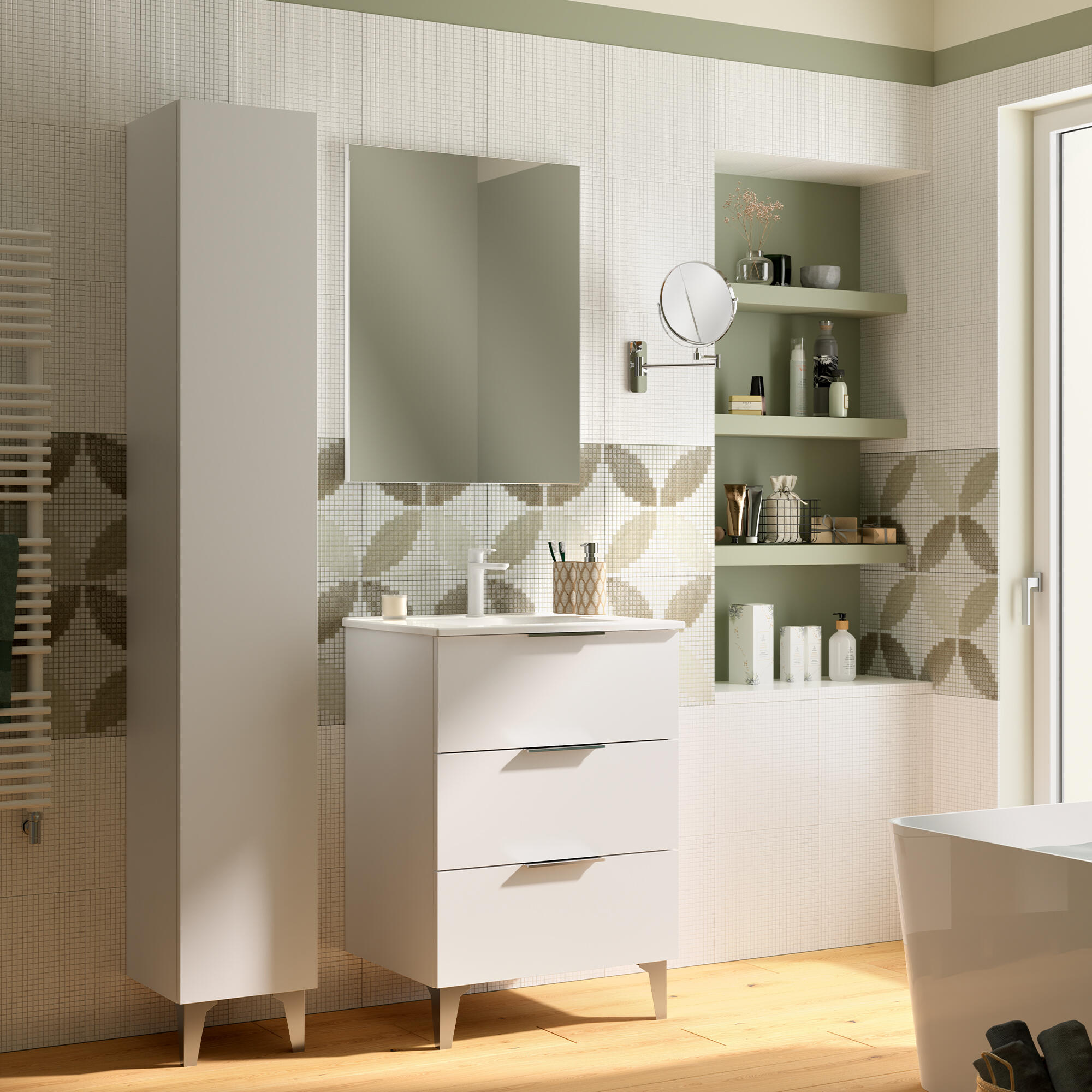 Piedino mobili da bagno (componibile) Jnka in abs cromo H 13 cm - 3