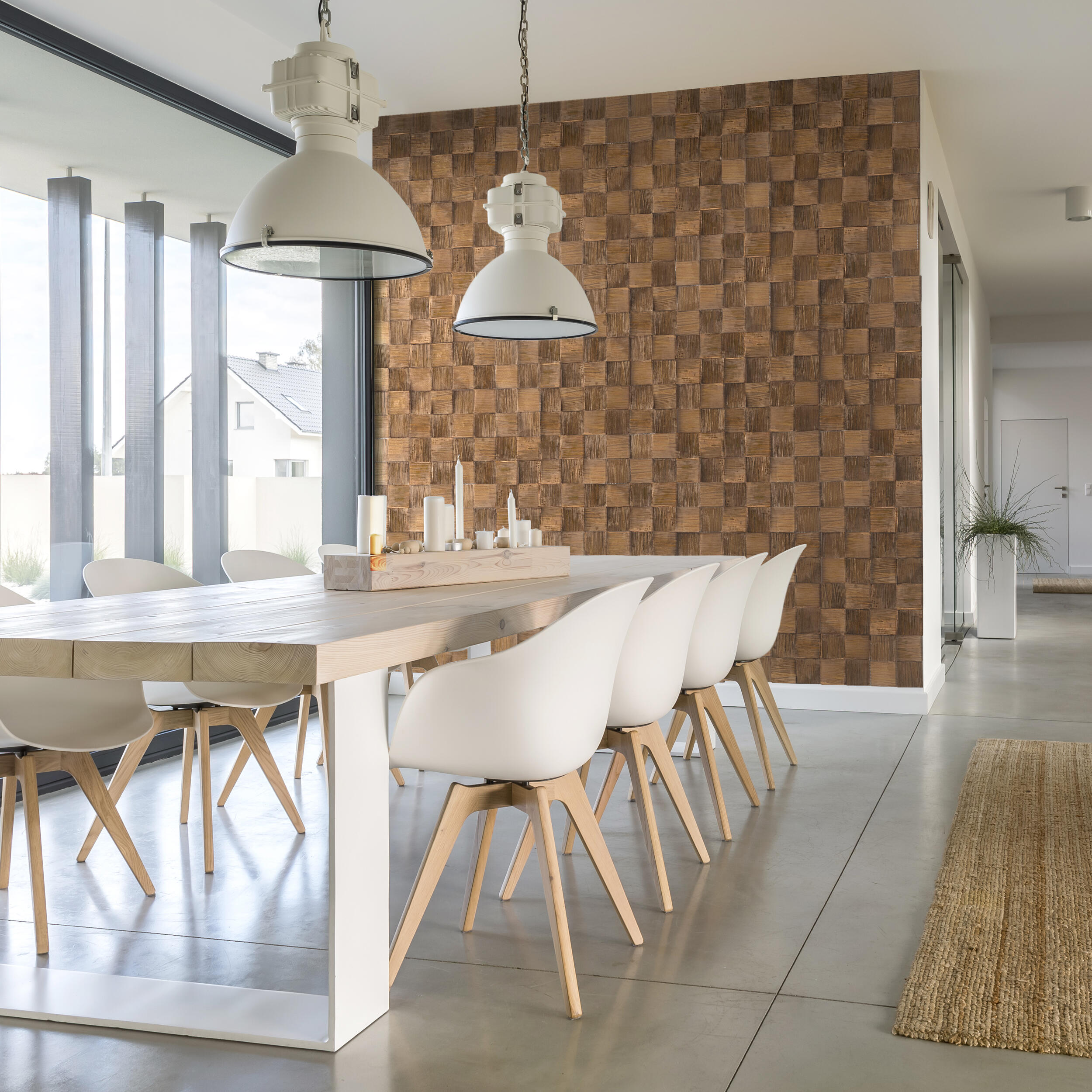 Revestimiento de pared madera 3d quadro color nuez 380x380x6-14mm