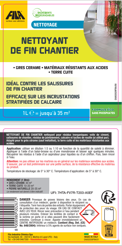 Nettoyant de fin de chantier FILA, 1L - 4