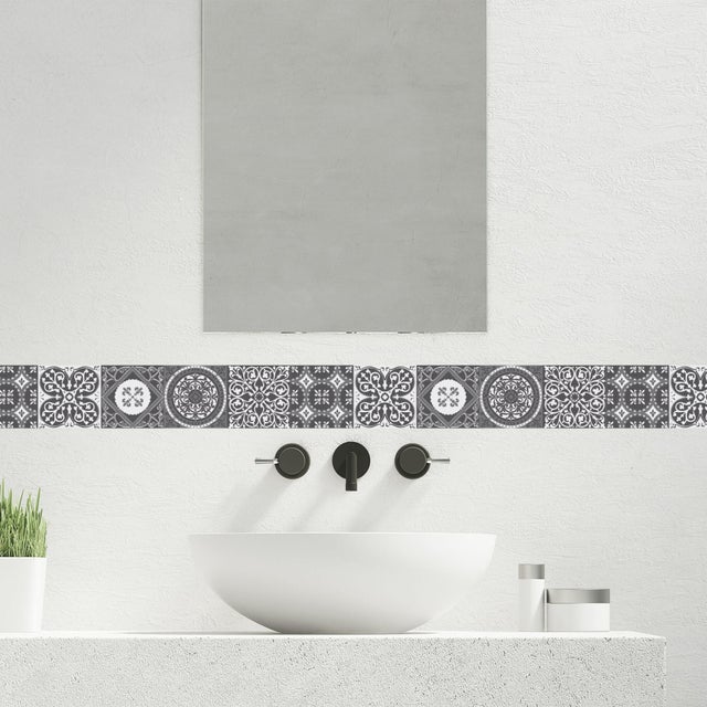 Cenefa adhesiva PVC lavable abstracto Cemento gris 10 cm x 3 m