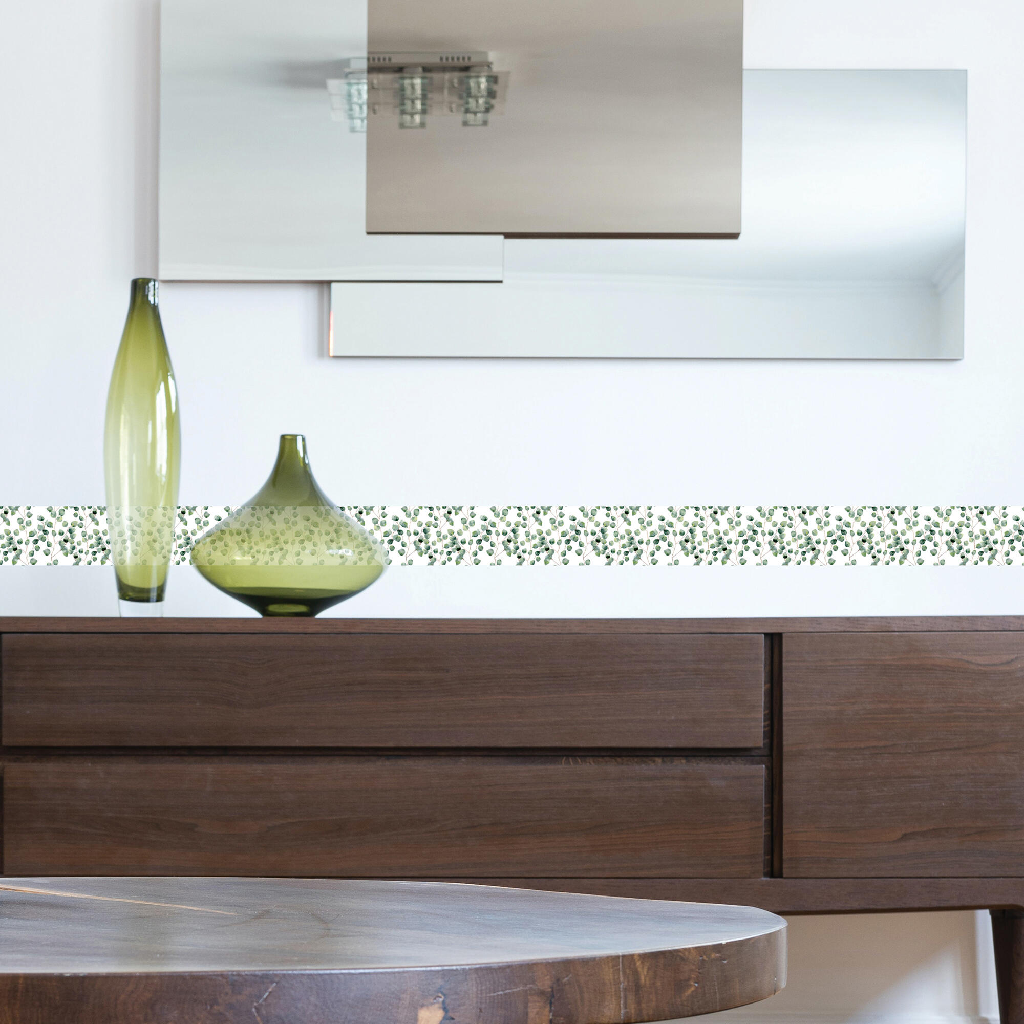 Cenefa adhesiva PVC lavable naturaleza Ramitas verde 10 cm x 3 m - 6