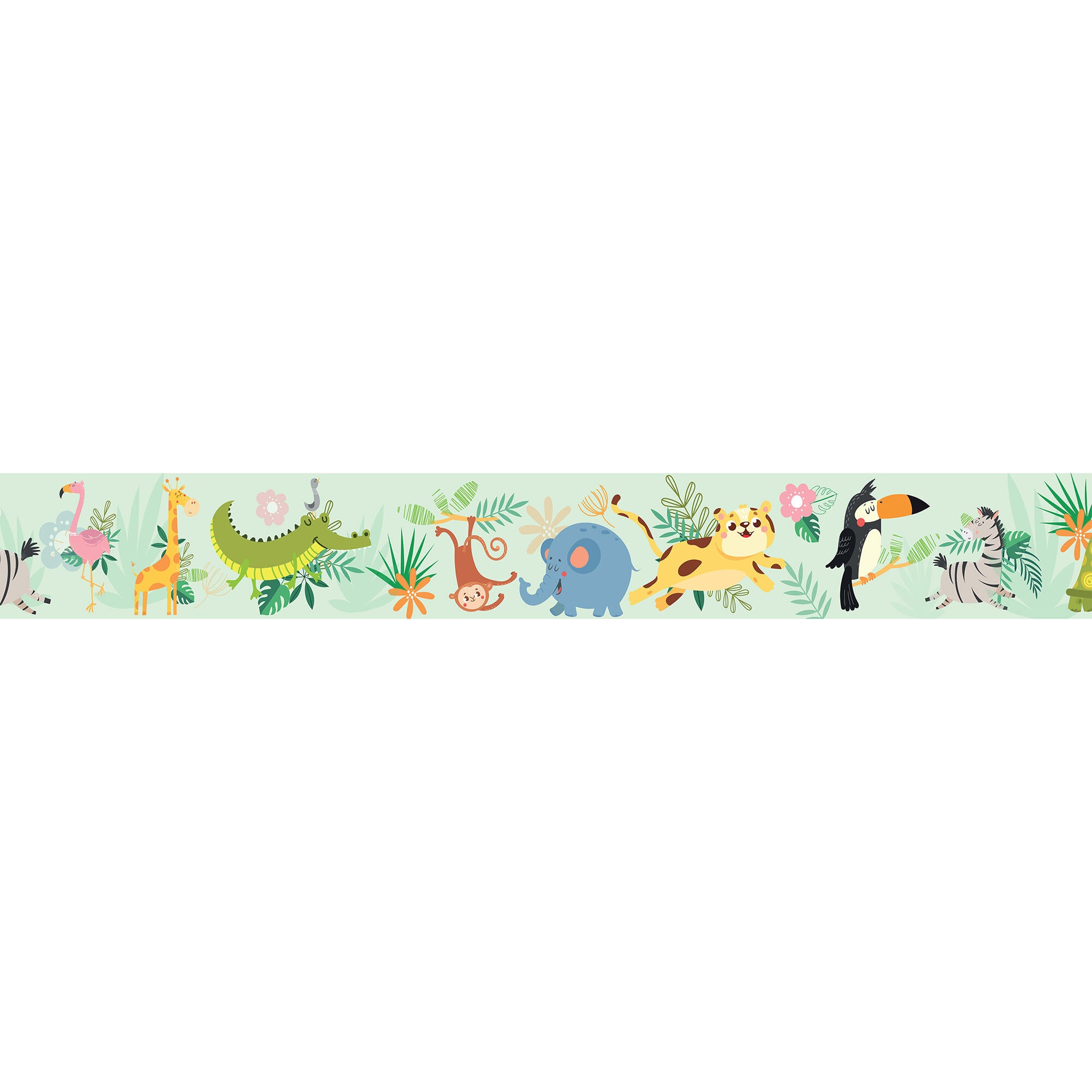 Cenefa adhesiva PVC lavable infantil Jungla multicolor 15 cm x 3 m - 2
