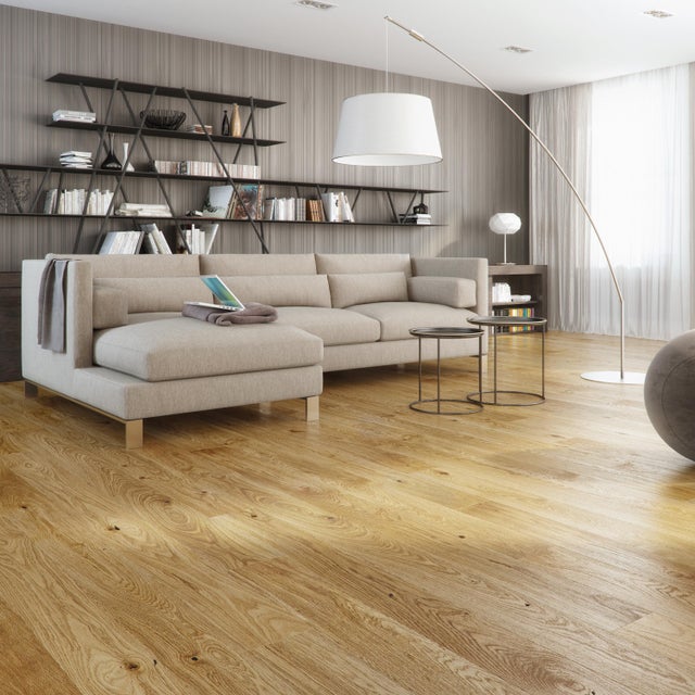 Parquet contrecollé chêne blond bohème verni L BARLINEK, l.15.5 cm