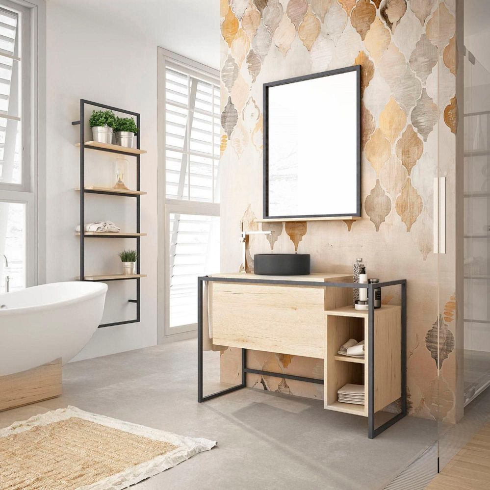 encimera de baño de madera de olivo  Muebles de baño, Decoración de unas,  Muebles de lavabo
