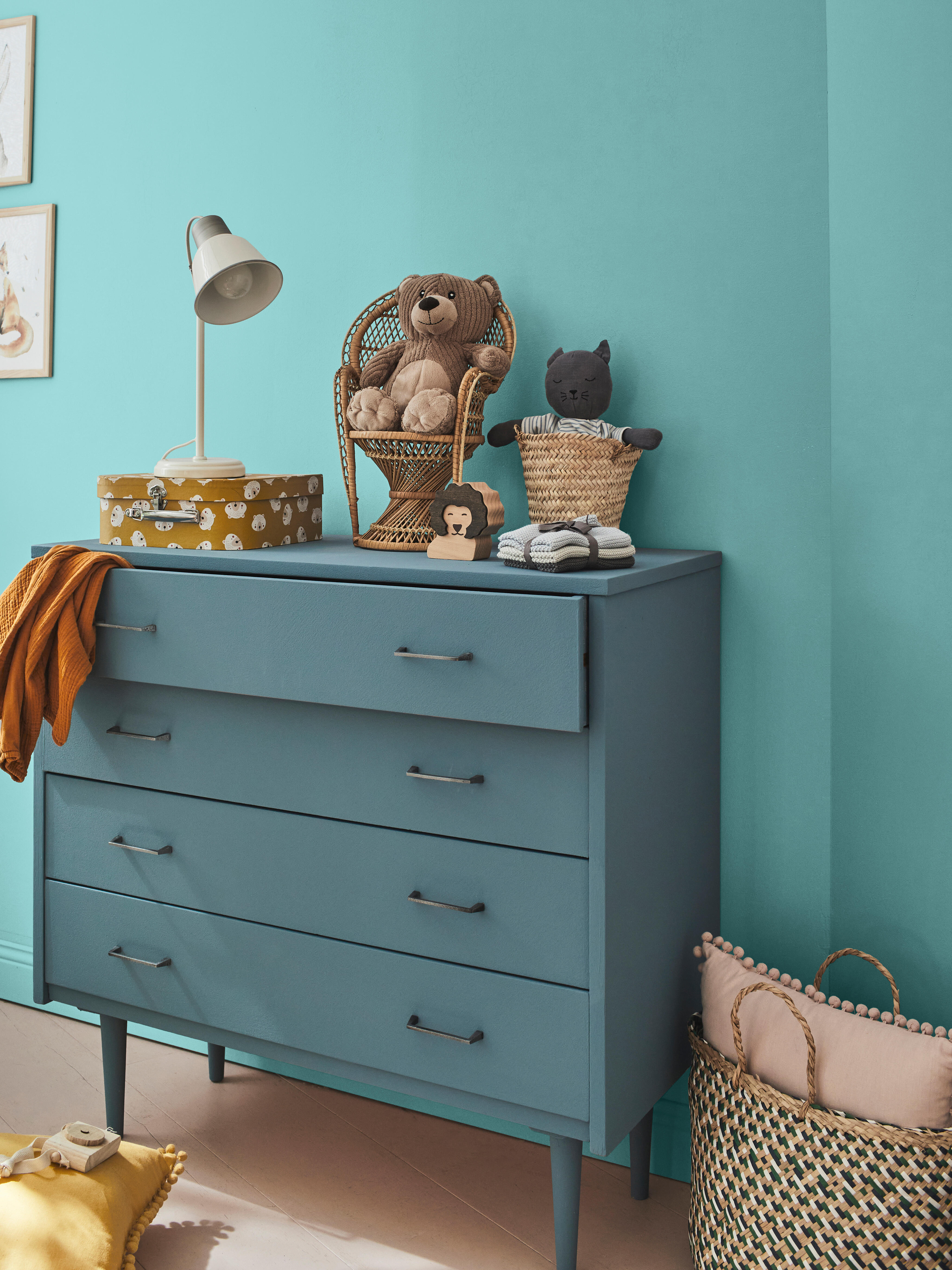 Pittura per interni per parete e soffitto lavabile, LUXENS murale blu miami 6 opaco, 2.5 L - 5