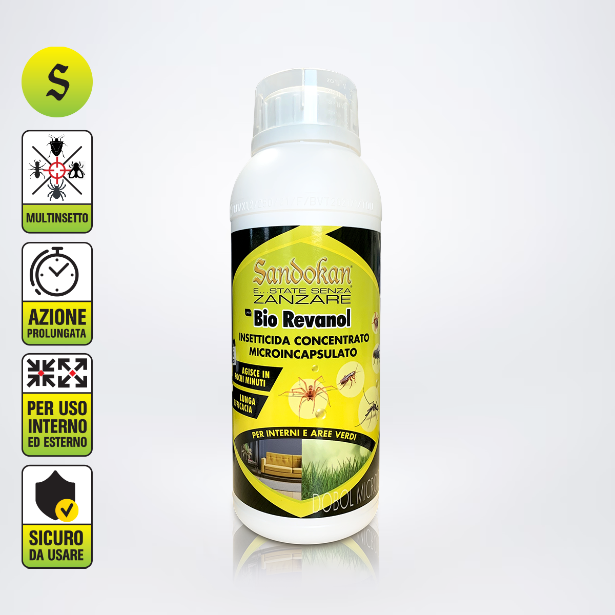 Insetticida liquido per cimice e formiche e scarafaggi e zanzare e mosche SANDOKAN MICROINC 1 Litro - 3