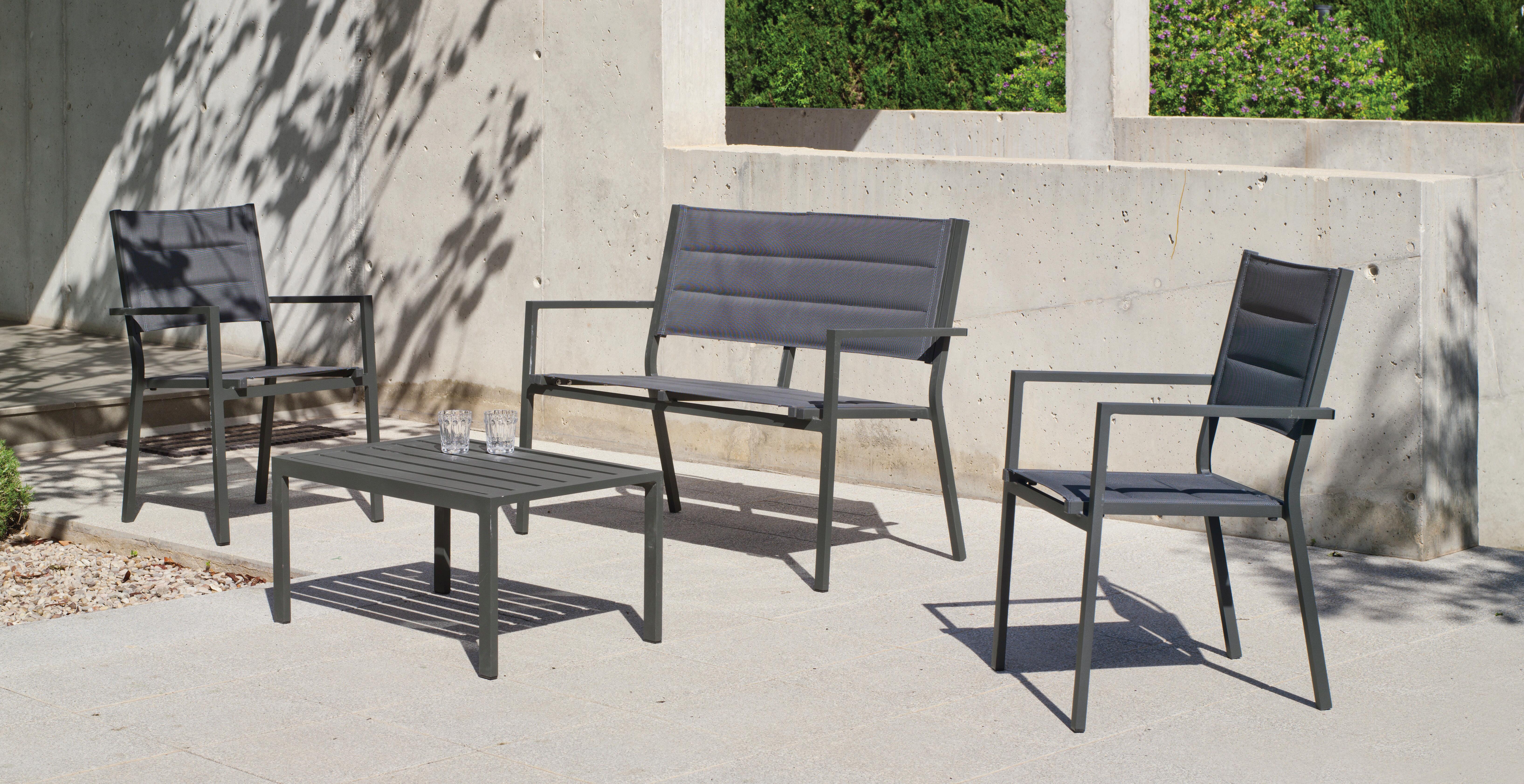 Set de jardín dolomoti antracita de 4 plazas