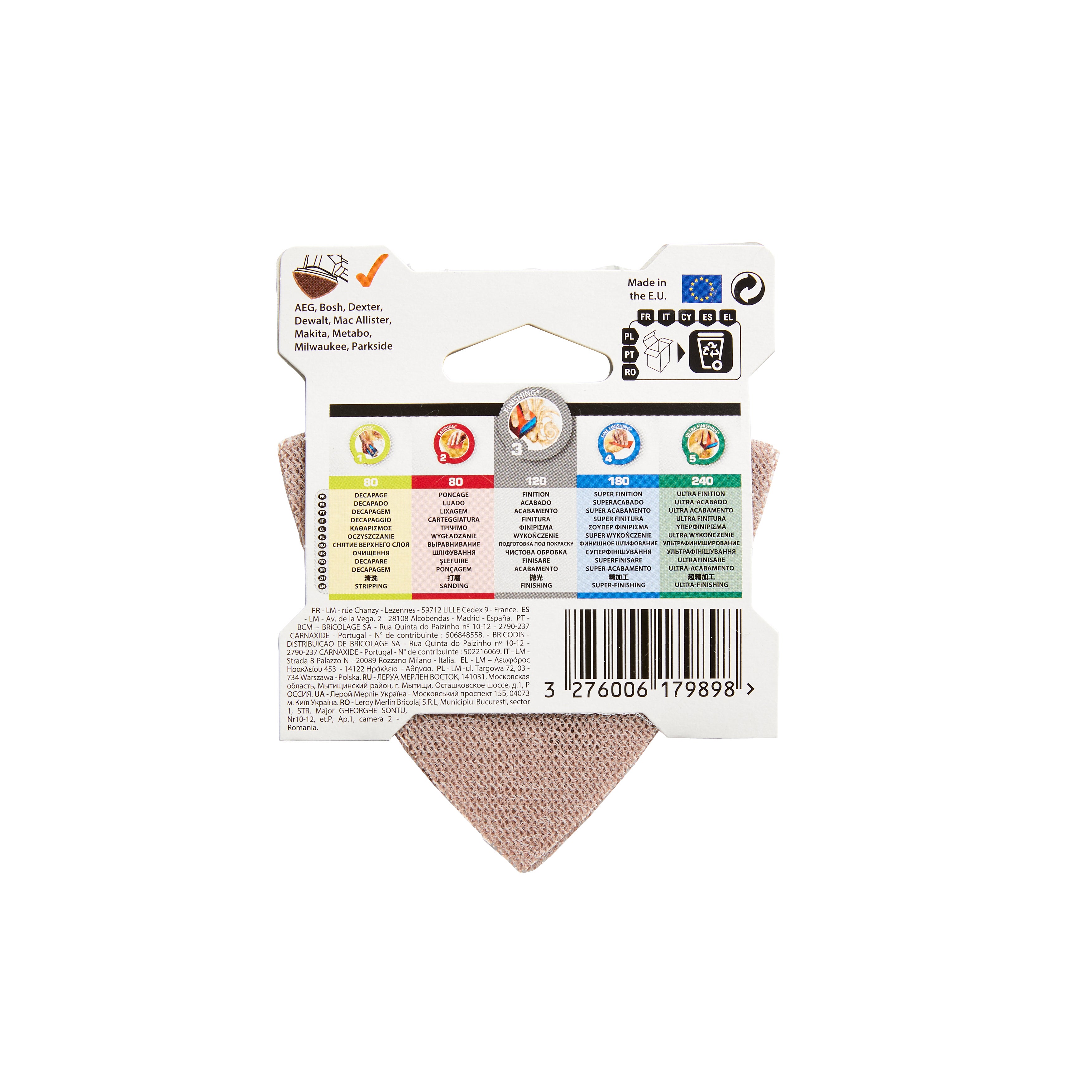 Lot de 3 feuilles abrasives  céramique pour plaque de plâtre, bois,  DEXTER PRO, - 3