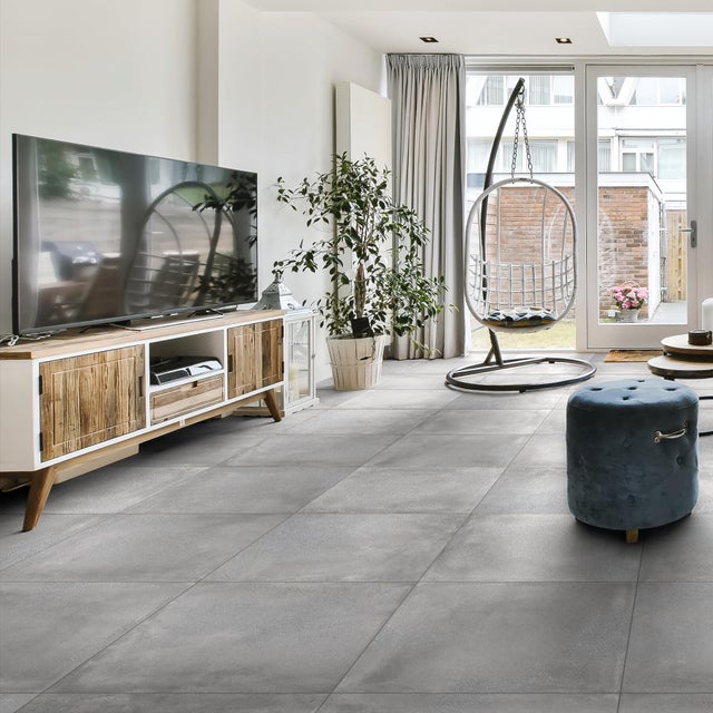 Piastrella da pavimento e rivestimento interno 60.4 x 60.4 cm Sp. 7.4 mm Roller Gris in gres porcellanato smaltato grigio opaco traffico intenso (pei 4/5) R9 1.46 mq