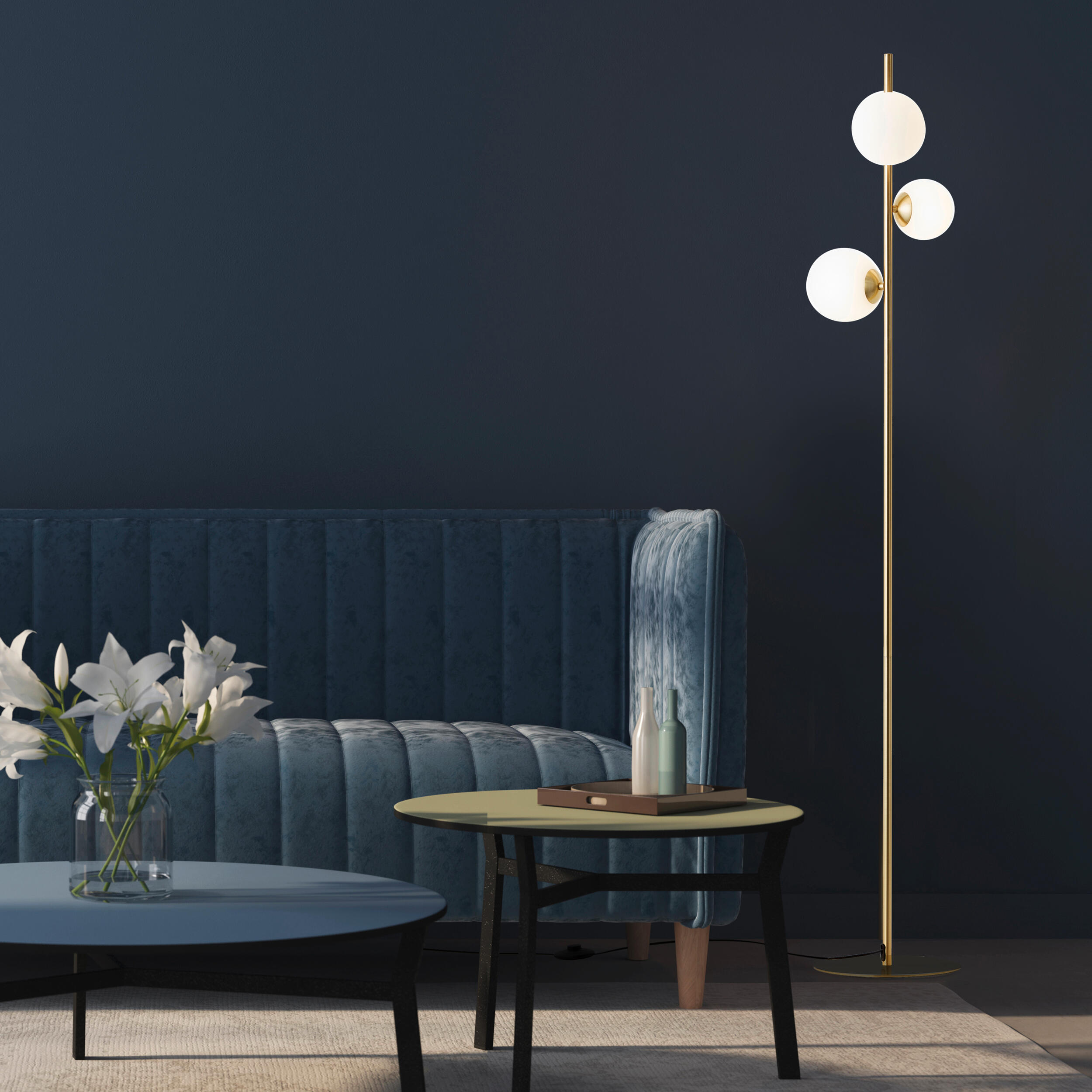 Candeeiro de pé G9 3 luzes 151 cm latão/vidro Inspire Callas - 19