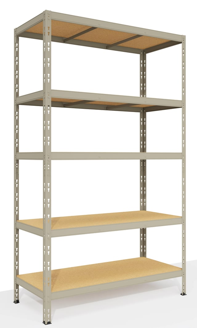 Scaffale in kit 5 ripiani L 100 x P 49 x H 200 cm grigio, portata per ripiano 300 kg