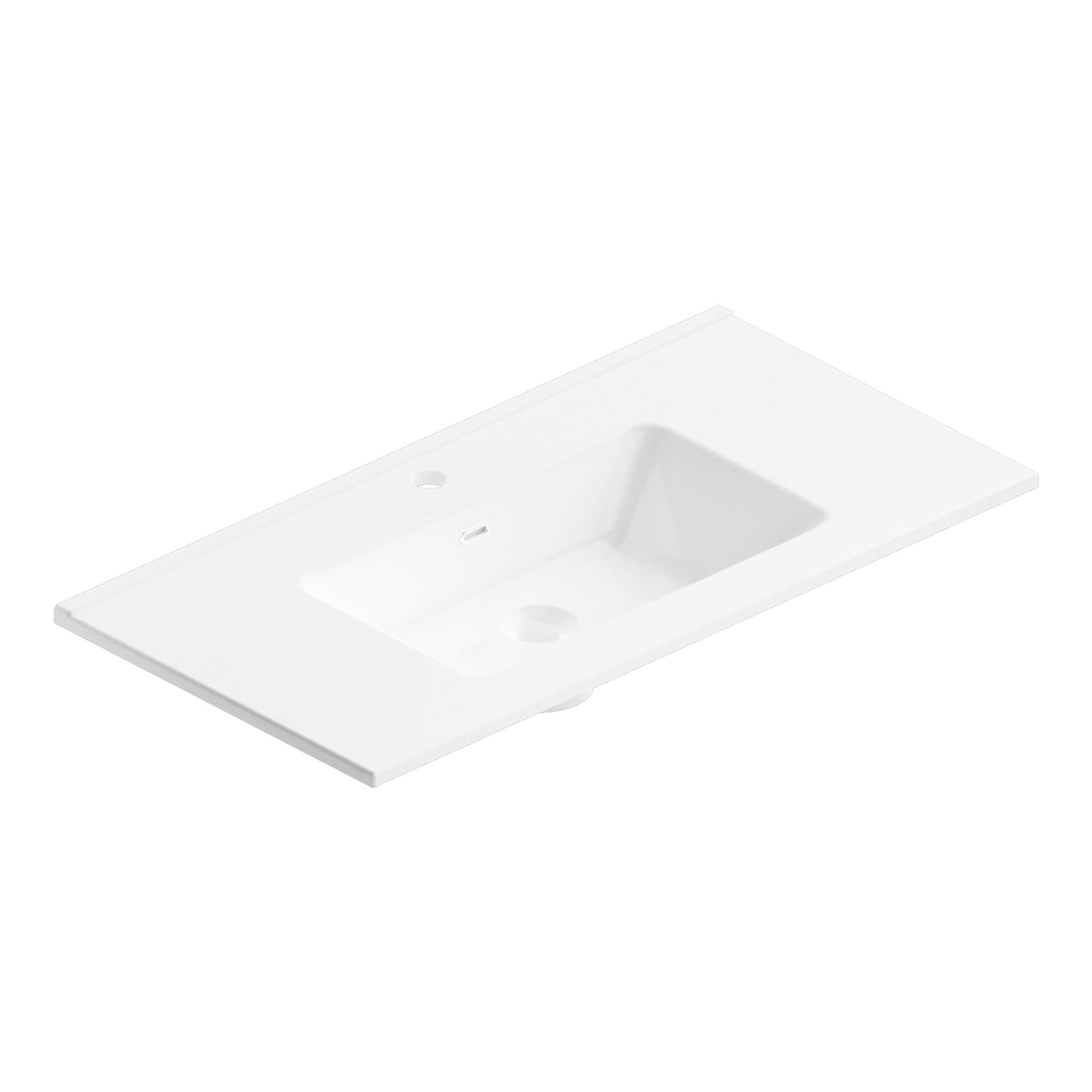 Lavabo a incasso rettangolare vasca centrale Jnka L 91 x H 18 x P 46.5 cm in ceramica bianco lucido - 8