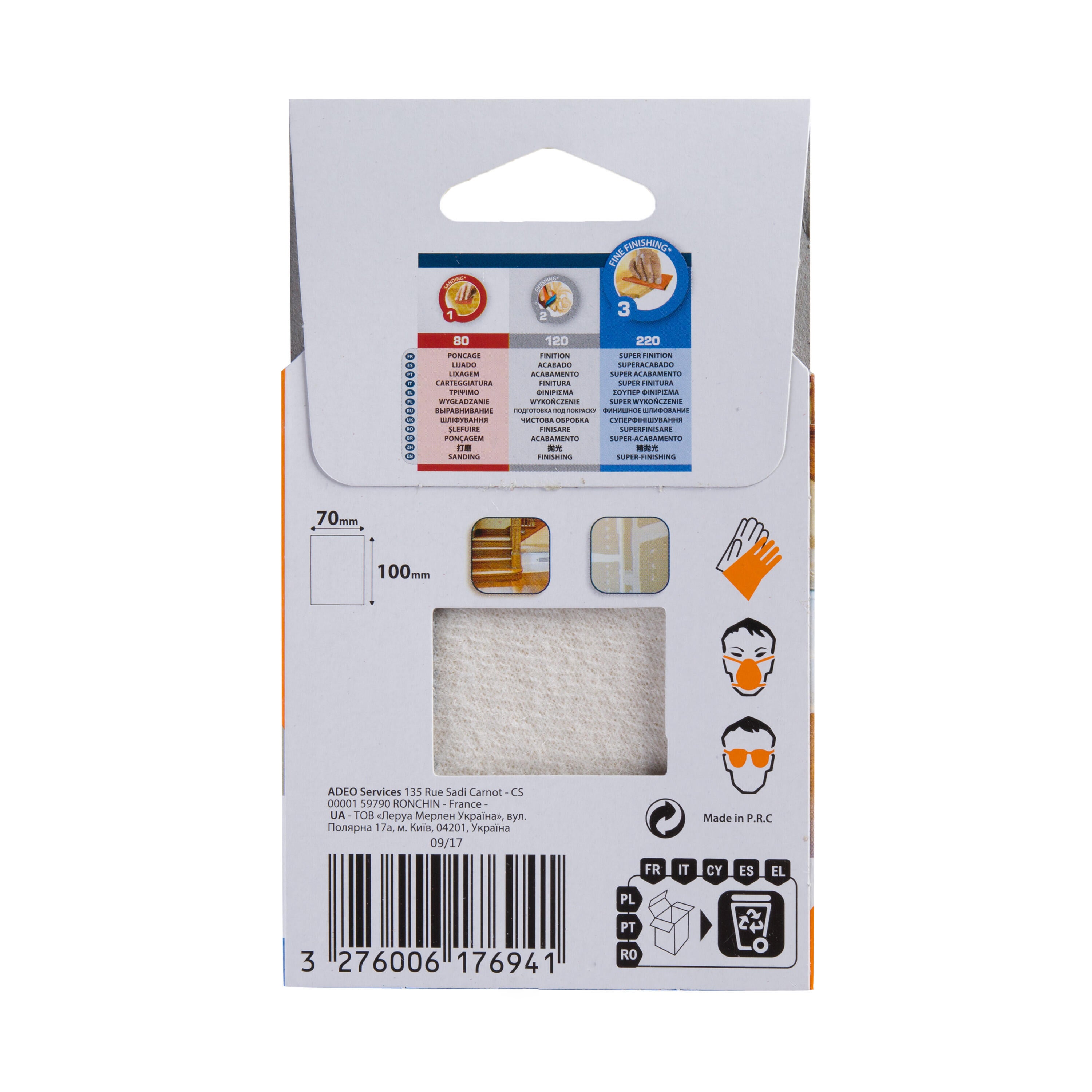 Pack de 5 lixas manuais 100x70 mm grão 220 Dexter - 3