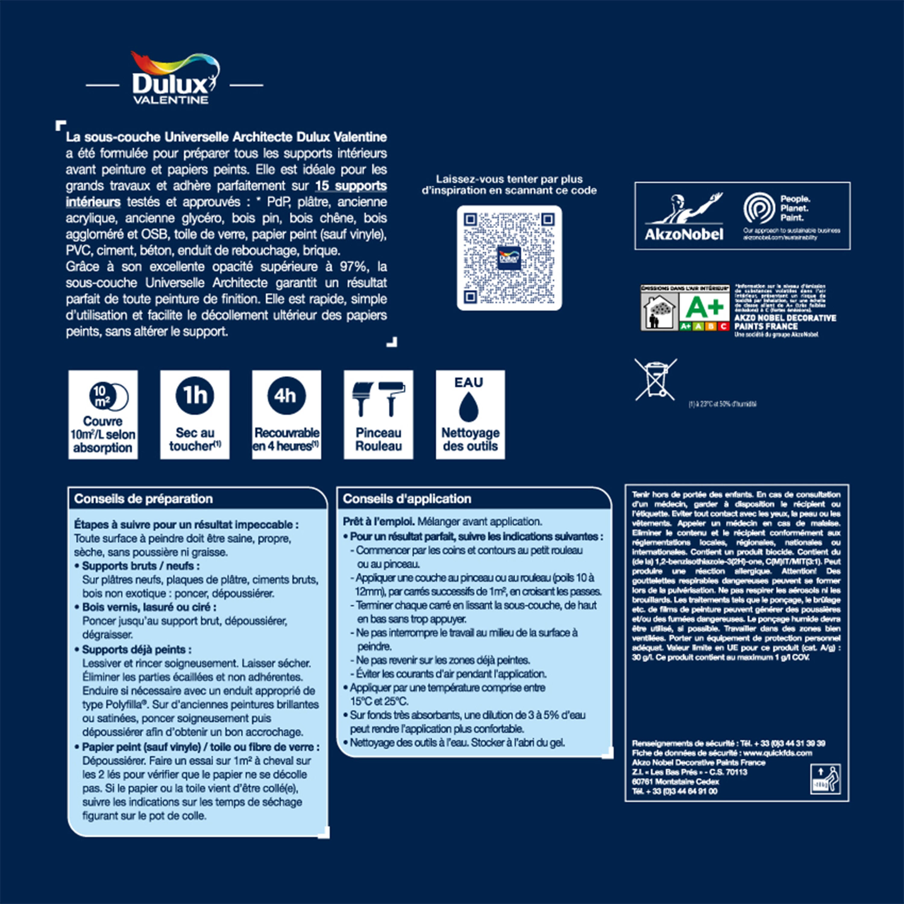 Sous-couche universelle Architecte DULUX VALENTINE 10L+20% gratuit - 3