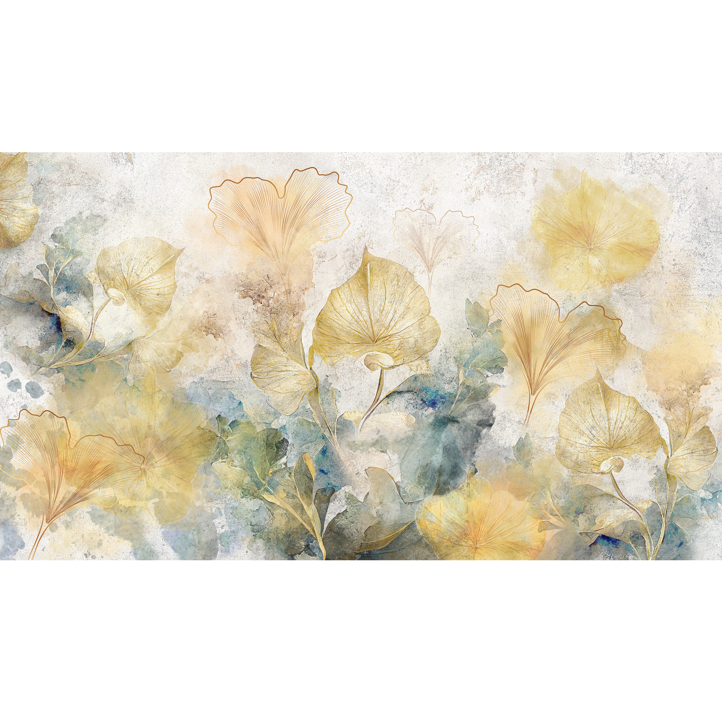 Mural Biloba Akwarele 500 x 280 cm delikatna struktura