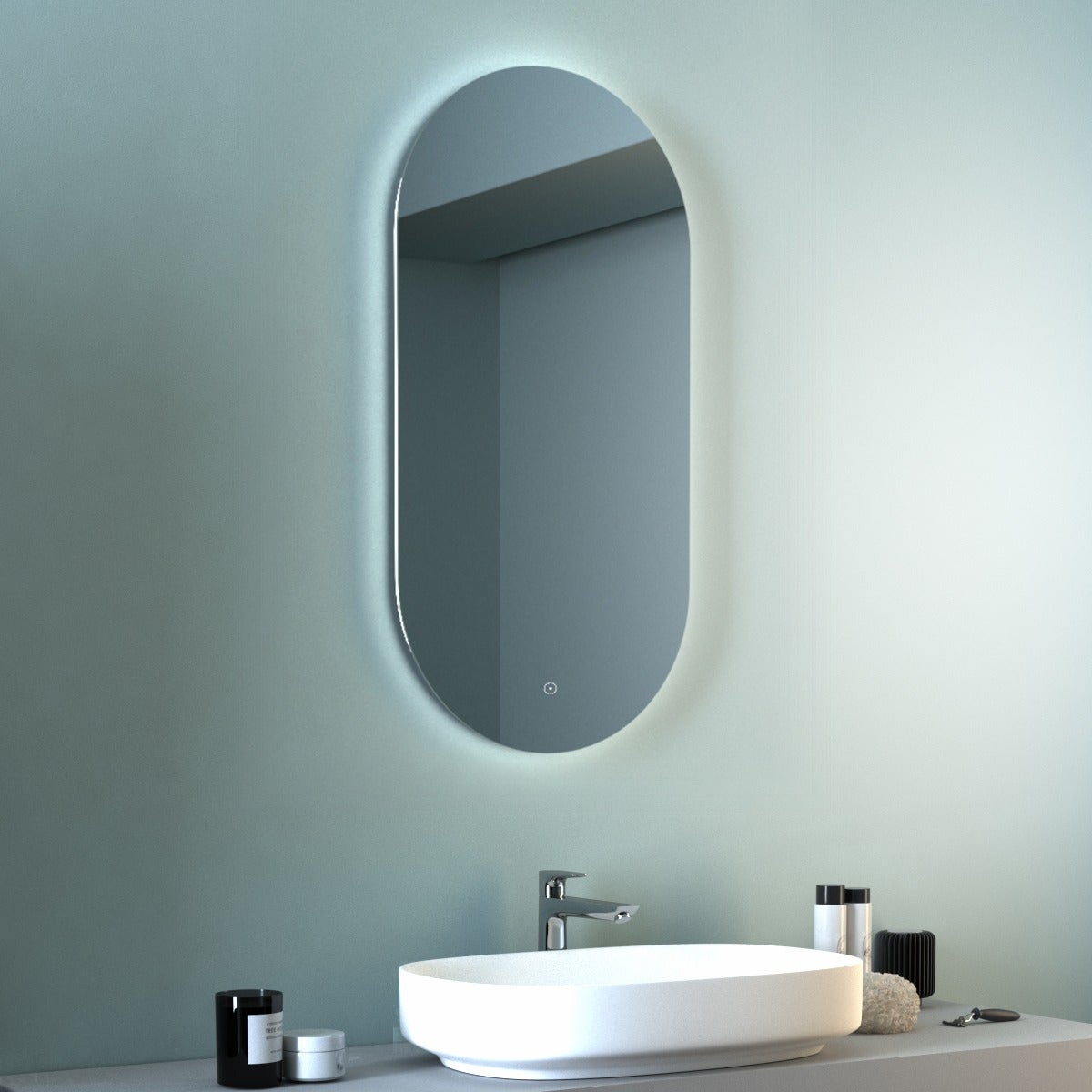 Specchio con illuminazione integrata bagno ovale OXA L 40 x H 80 x P 2.8 cm - 3