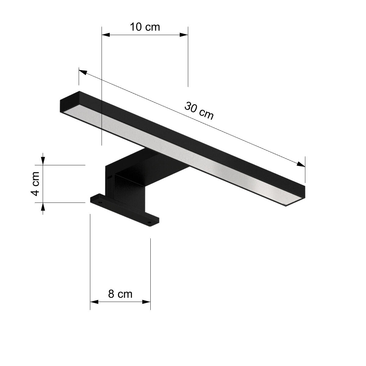 Applique LED bagno IP44 nero IP44, luce bianco naturale 400 lumen, - 2