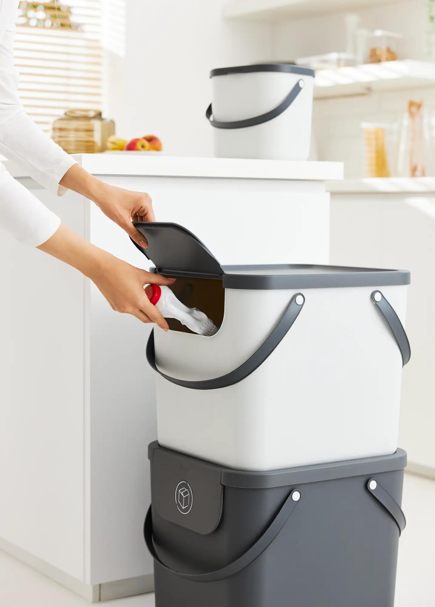 Pattumiera Biologica Rotho Albula - 3,2 Litri, Con Coperchio, Per Cucina