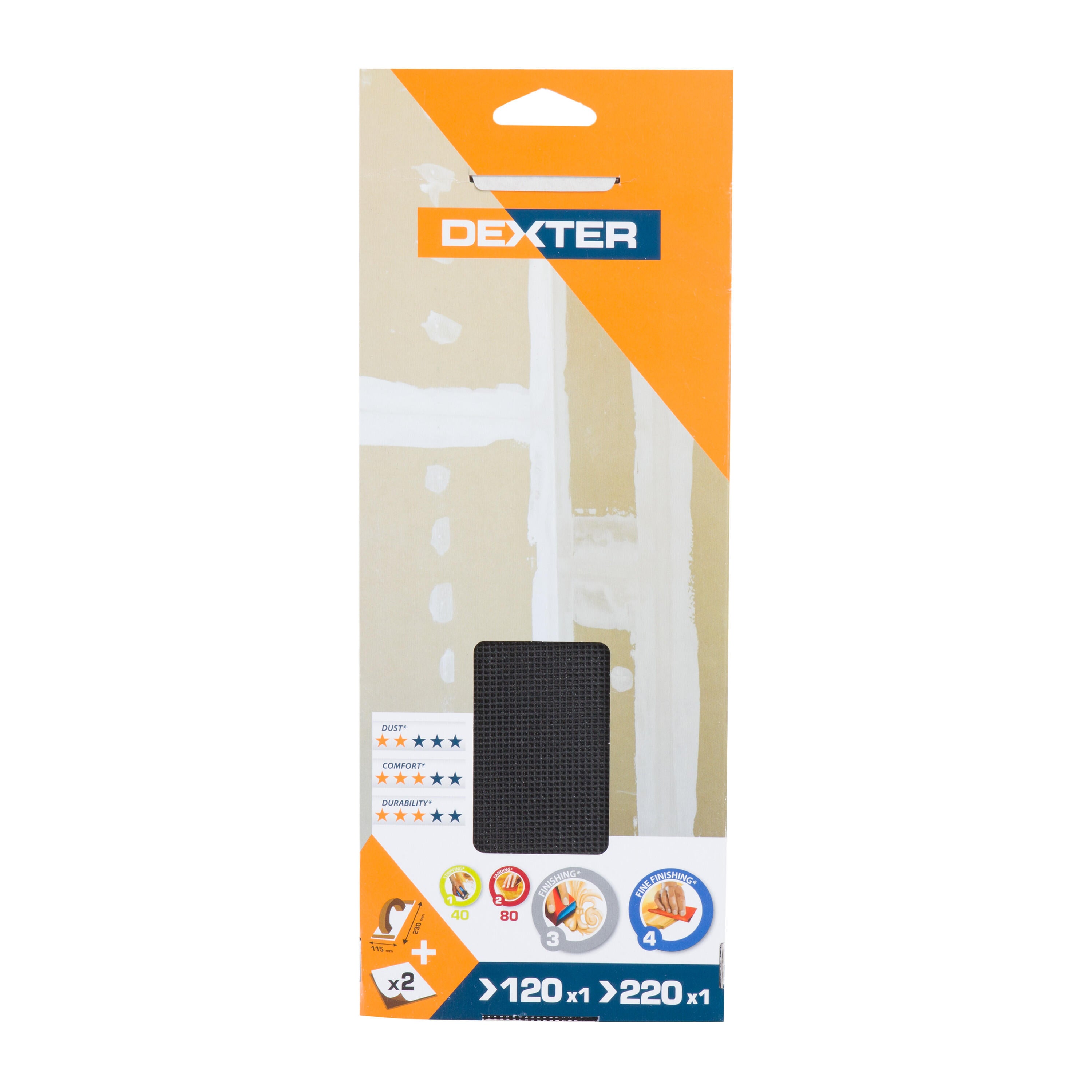 Lixadora manual com 2 folhas de lixa 115x230 mm Dexter - 4